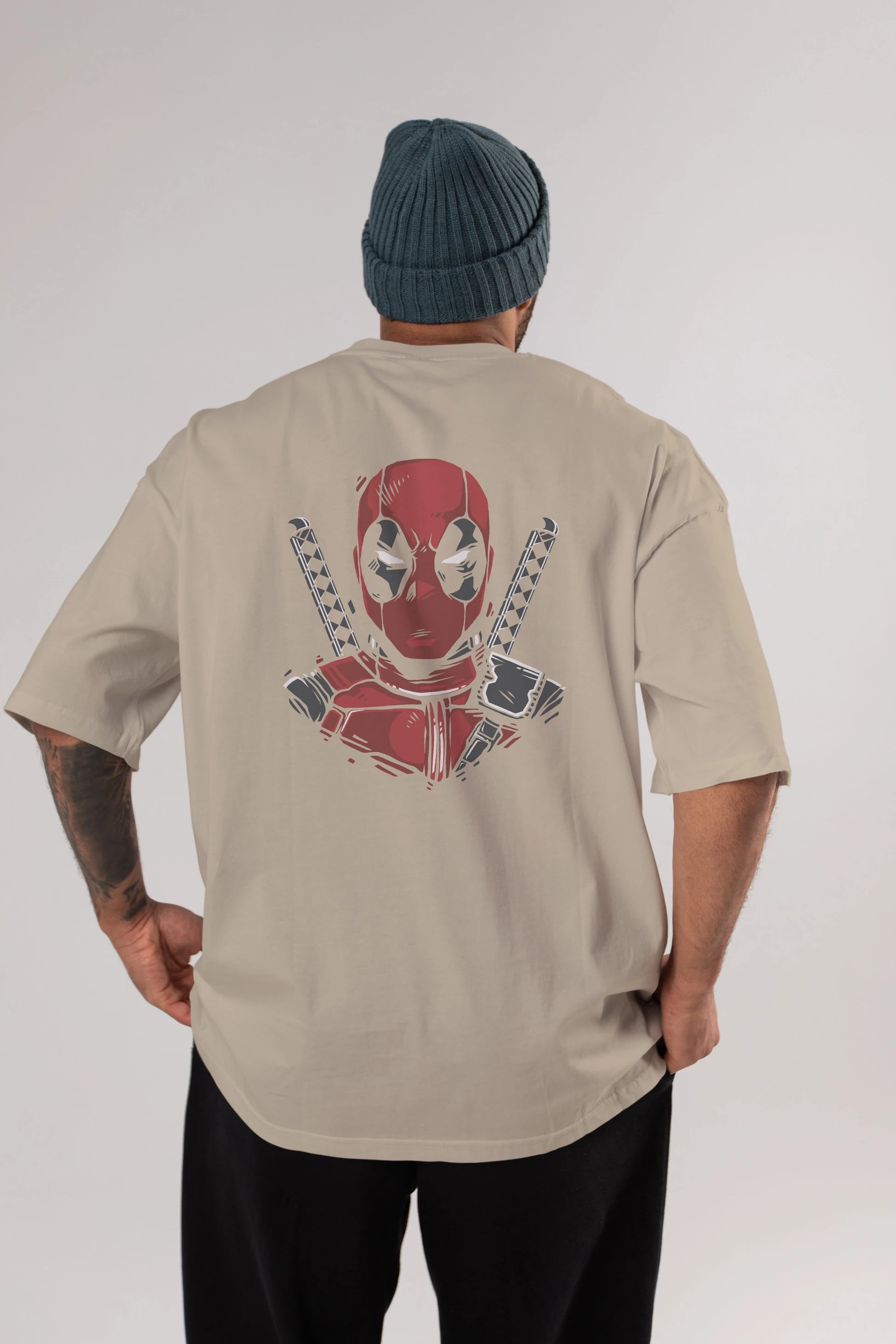 Deadpool (4) Arka Baskılı Oversize t-shirt Erkek Kadın Unisex %100 Pamuk Bisiklet Yaka tişort