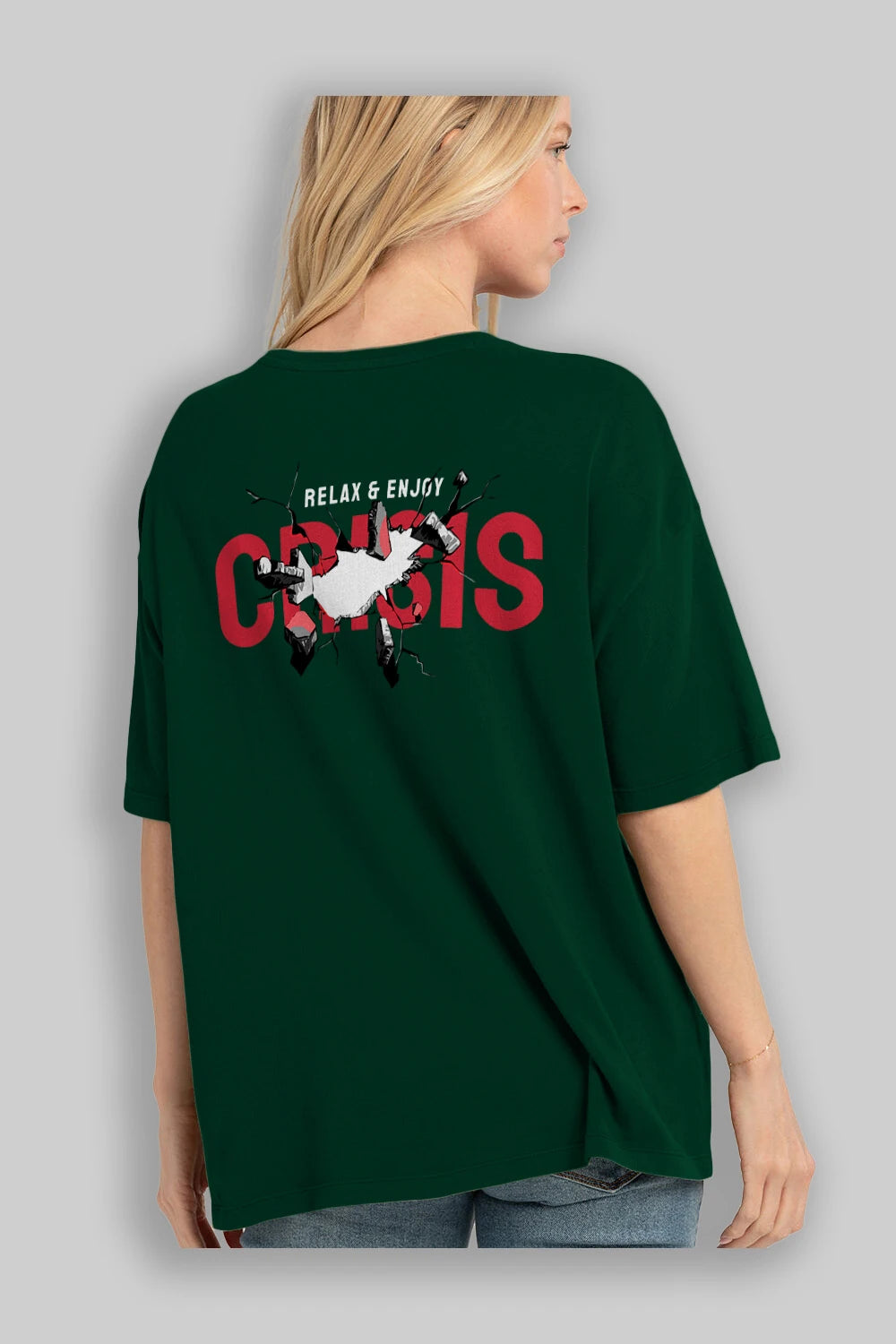Relax and Enjoy Arka Baskılı Oversize t-shirt Erkek Kadın Unisex