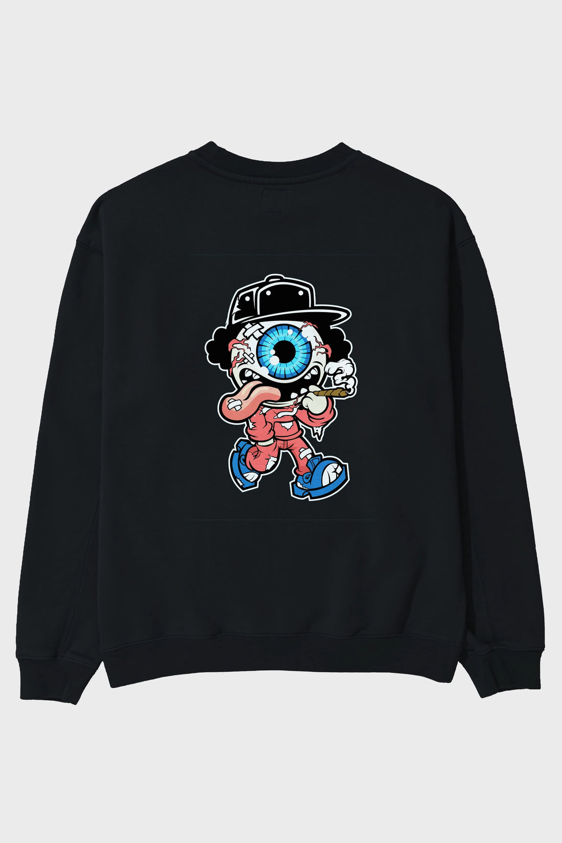 Eyeball Monster Arka Baskılı Oversize Sweatshirt Erkek Kadın Unisex