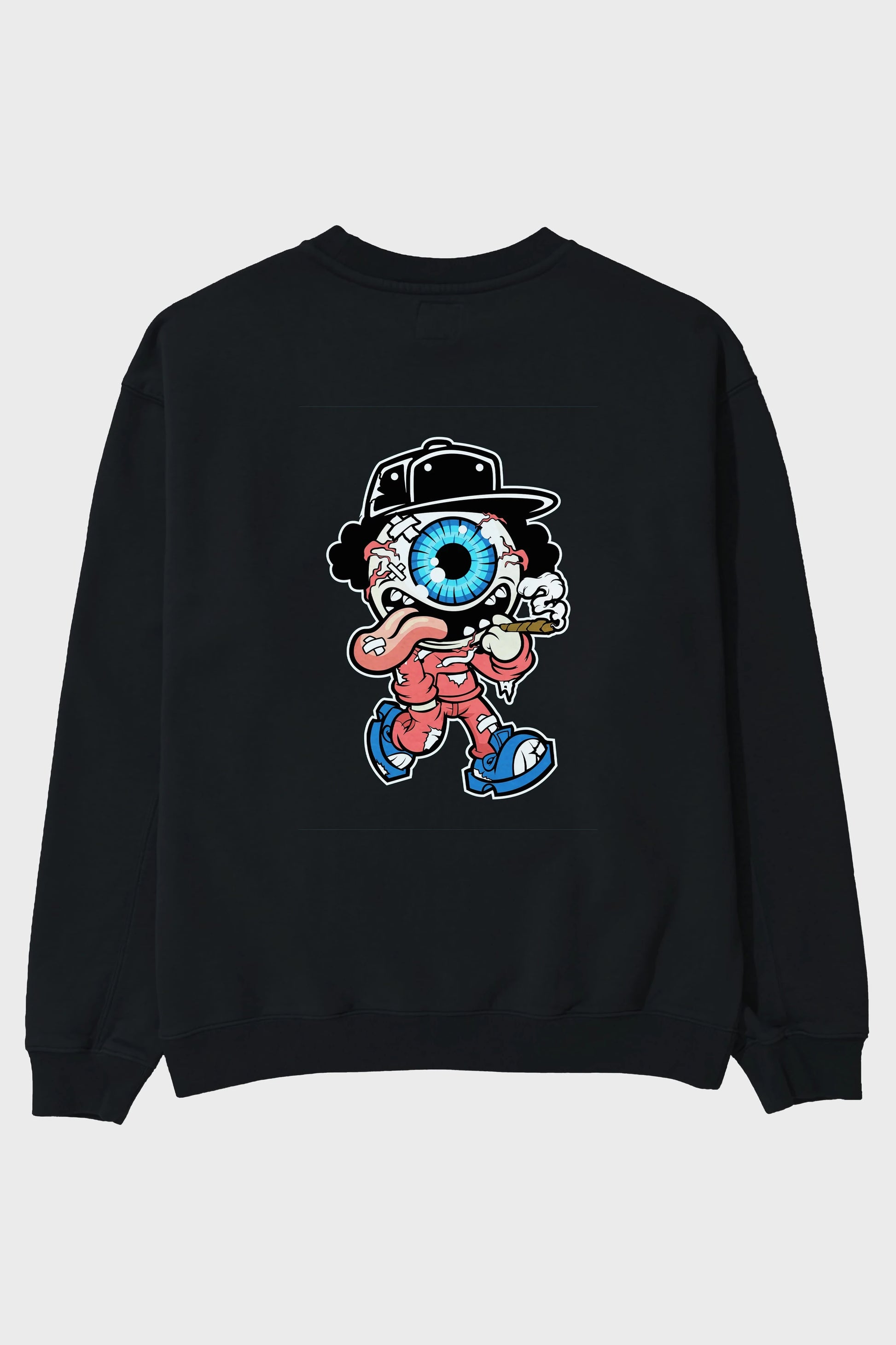 Eyeball Monster Arka Baskılı Oversize Sweatshirt Erkek Kadın Unisex