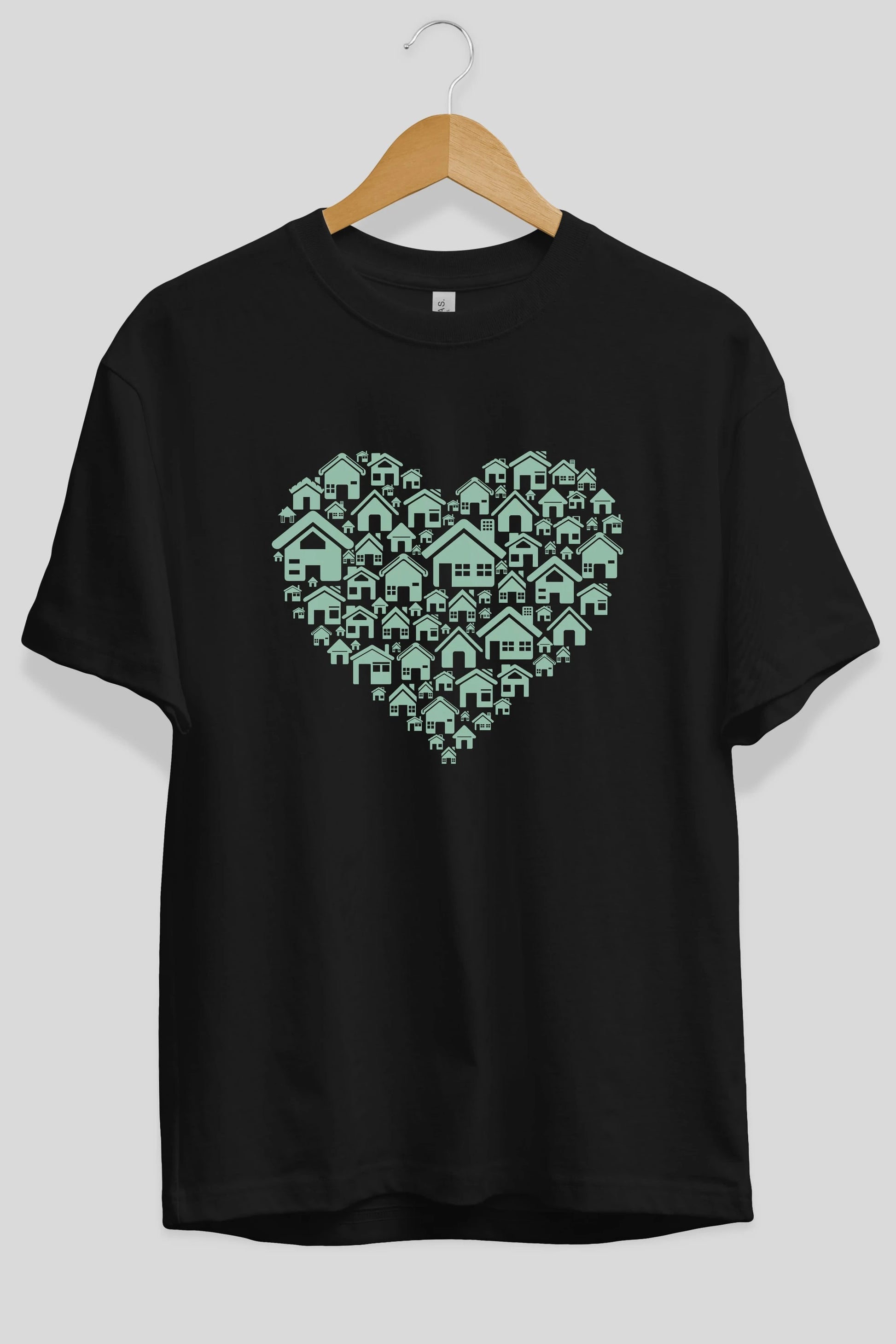 Home Heart Ön Baskılı Oversize t-shirt %100 pamuk Erkek Kadın Unisex
