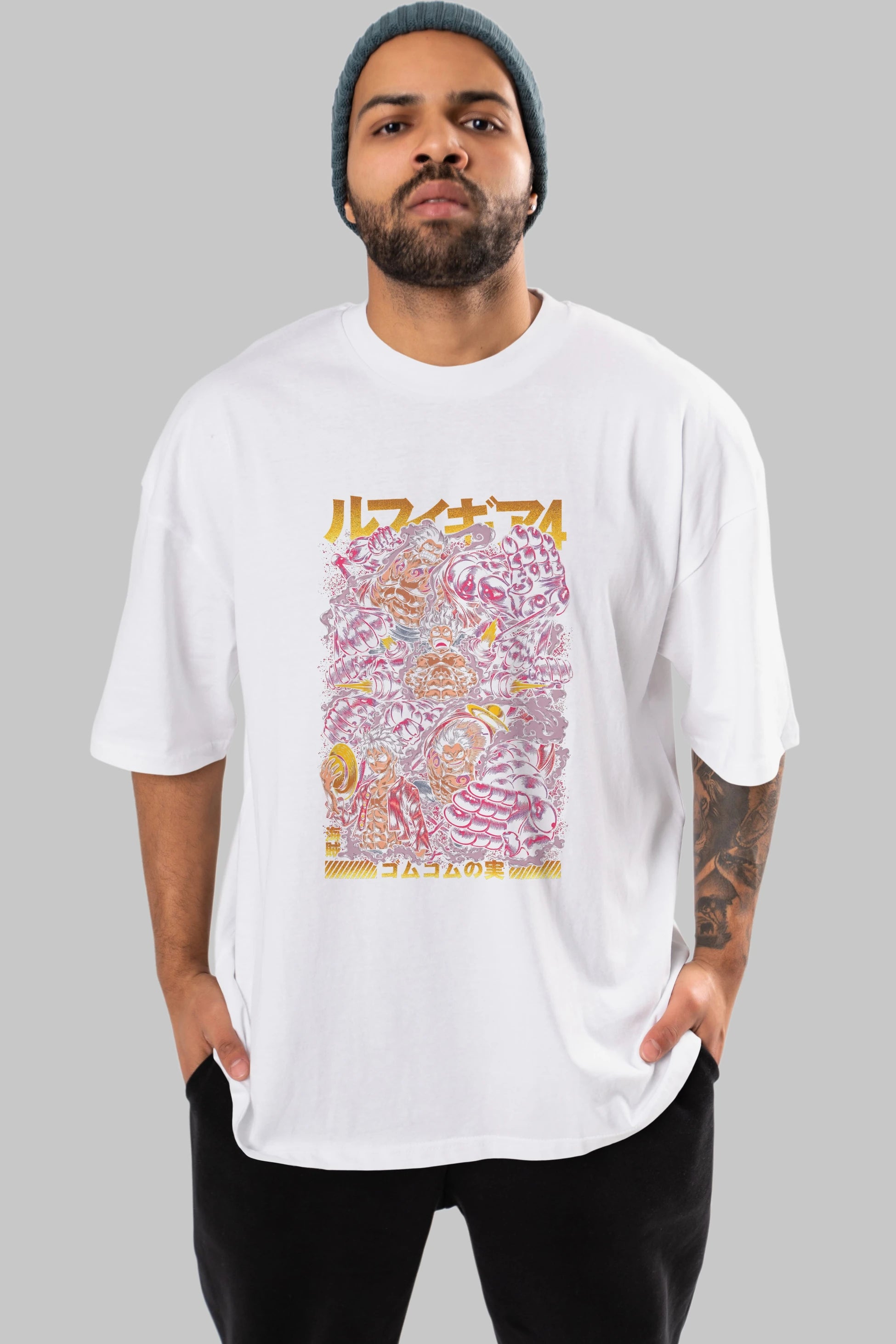 MONKEY D. LUFFY (2) Anime Ön Baskılı Oversize t-shirt %100 pamuk Erkek Kadın Unisex