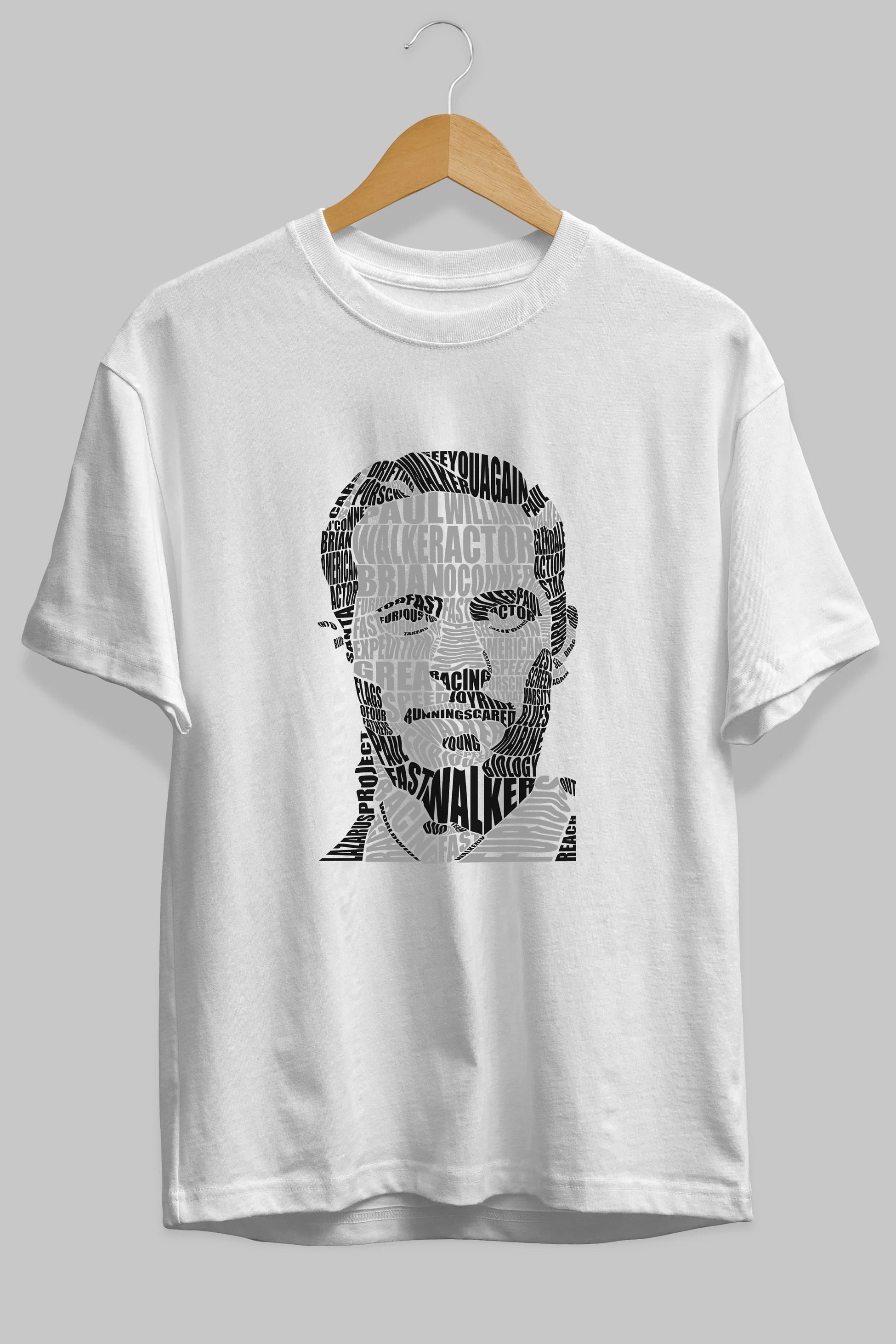 Paul Walker Calligram Ön Baskılı Oversize t-shirt %100 pamuk Erkek Kadın Unisex