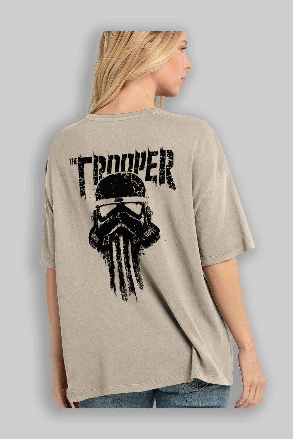 The Trooper Arka Baskılı Oversize t-shirt Erkek Kadın Unisex %100 Pamuk Bisiklet Yaka tişort