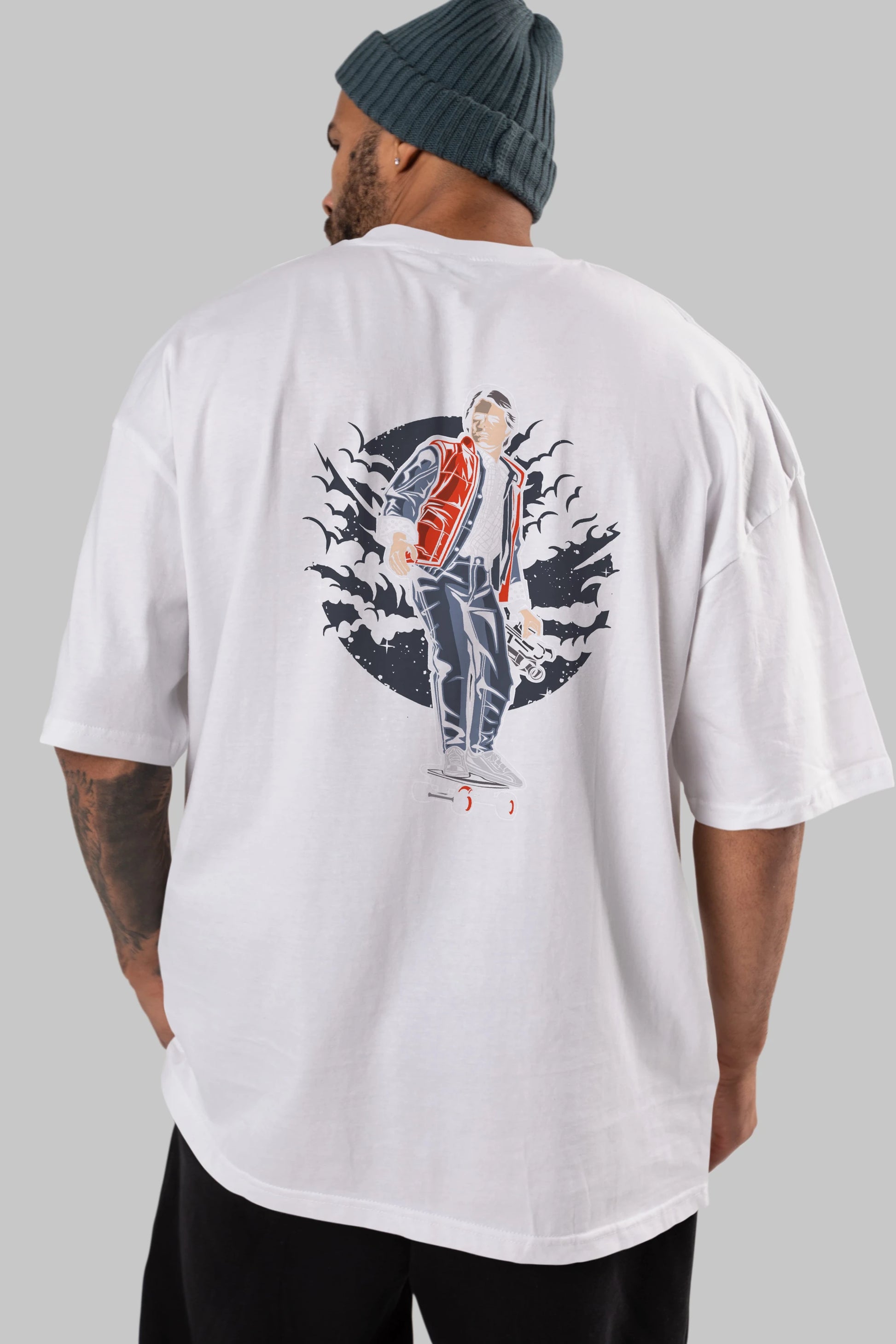 MARTY Arka Baskılı Oversize t-shirt Erkek Kadın Unisex %100 Pamuk