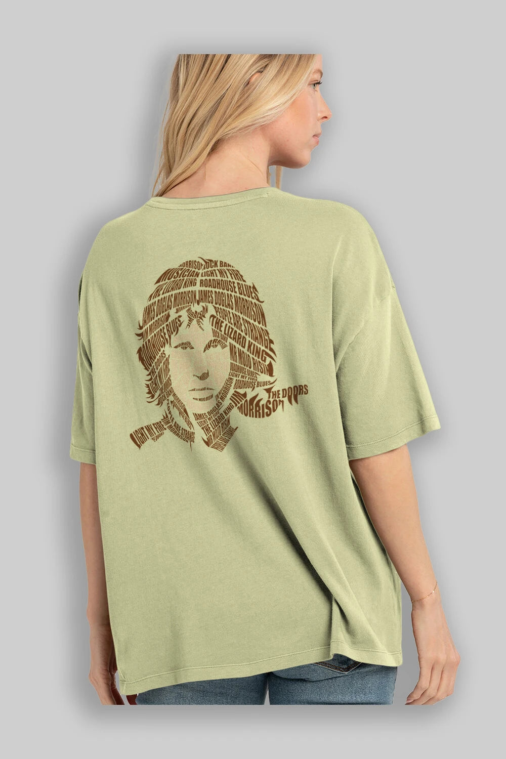Jim Morrison Calligram Arka Baskılı Oversize t-shirt %100 pamuk Erkek Kadın Unisex