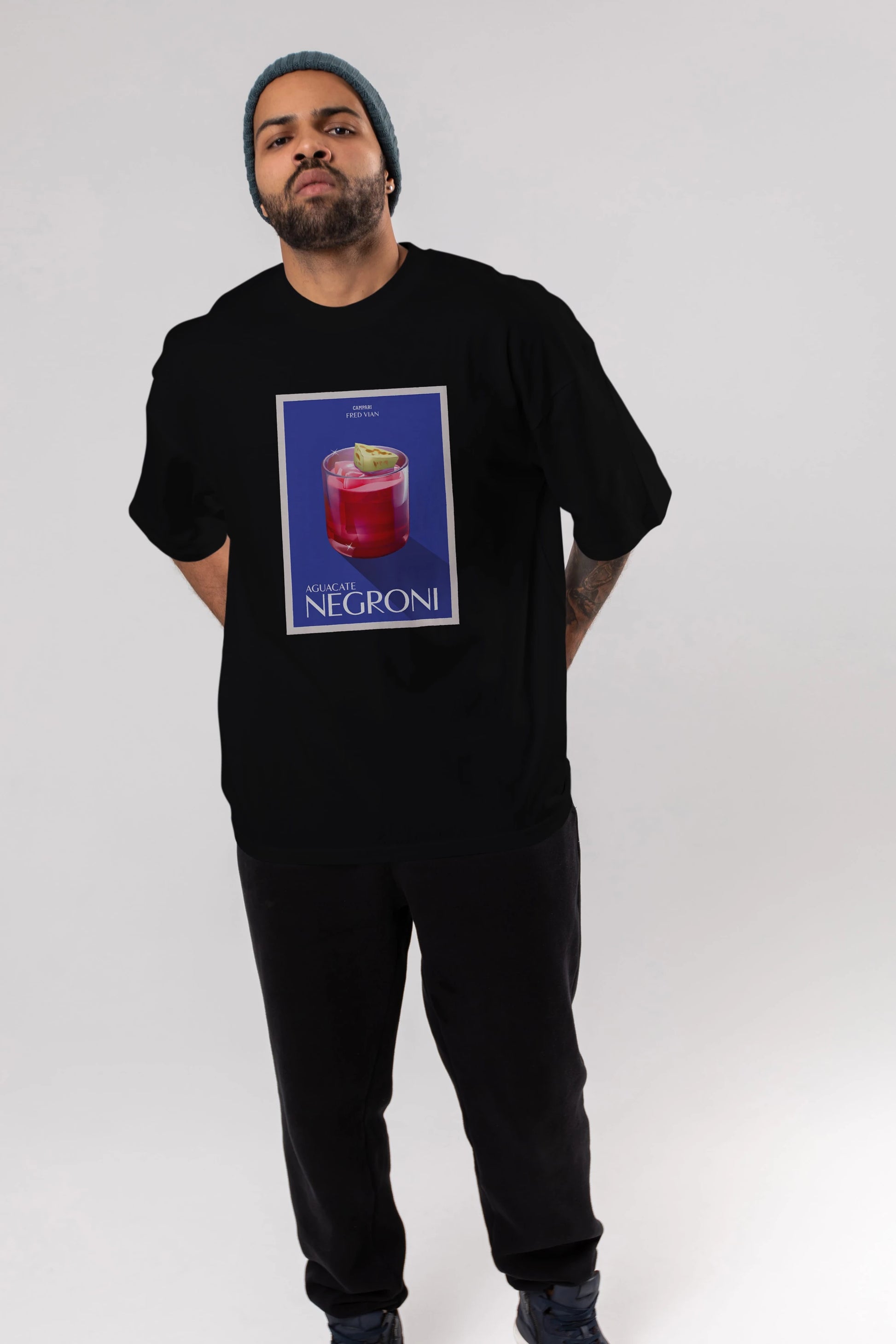 Aguacate Negroni Ön Baskılı Oversize t-shirt Erkek Kadın Unisex %100 Pamuk Bisiklet Yaka tişort