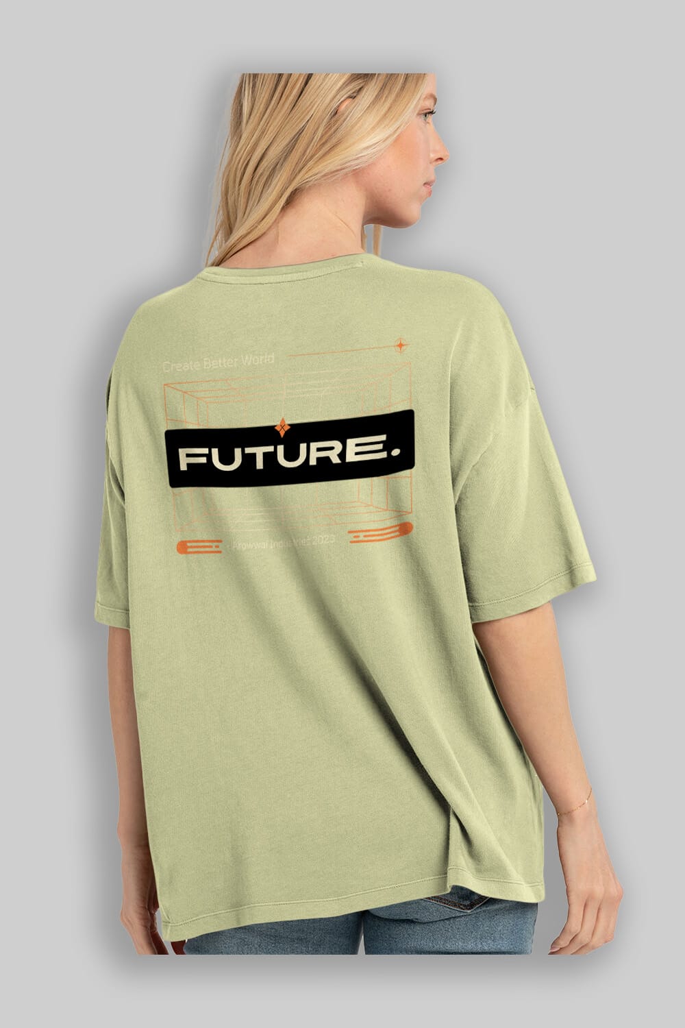 Future Arka Baskılı Oversize t-shirt Erkek Kadın Unisex