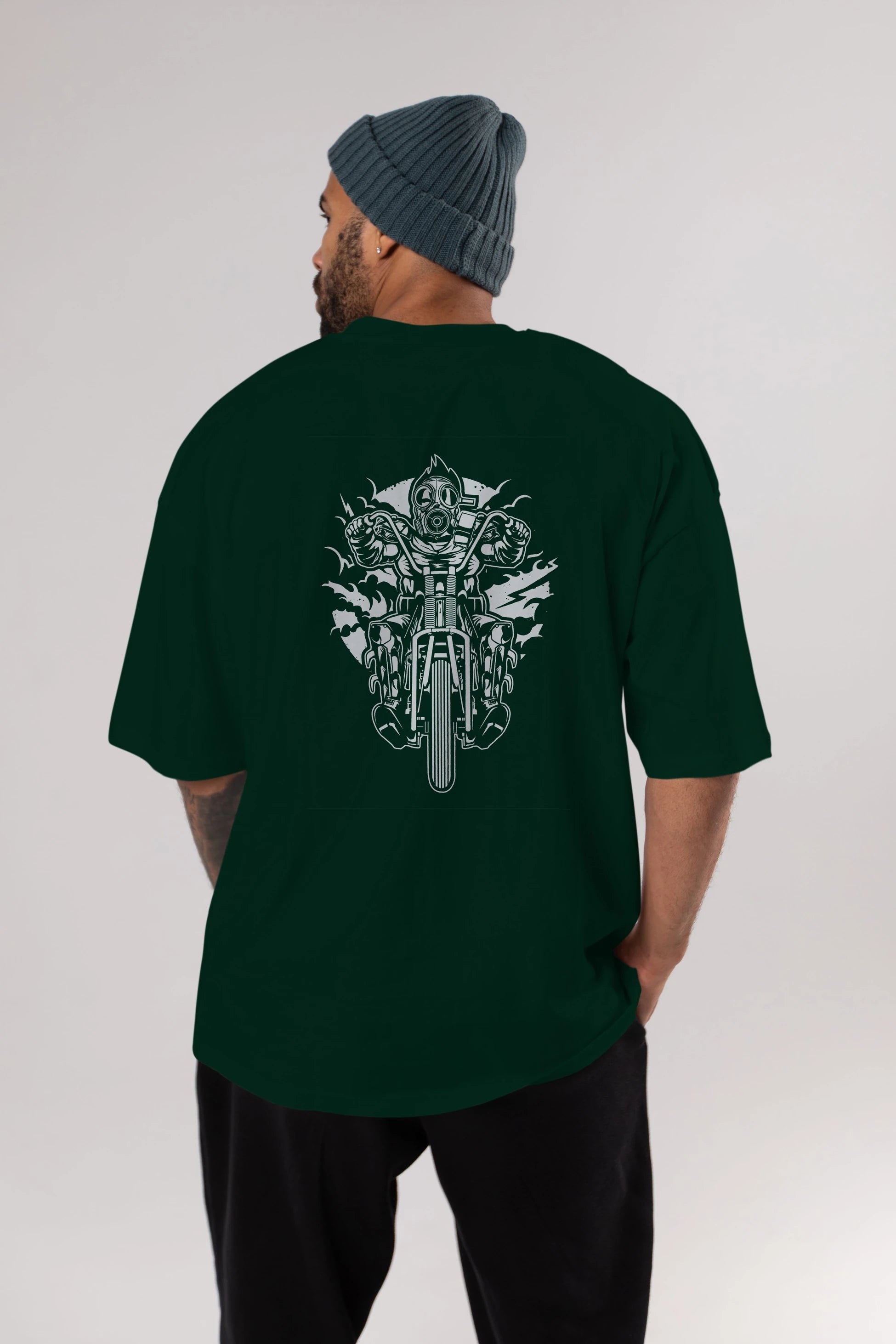 Gasmask Chopper Arka Baskılı Oversize t-shirt Erkek Kadın Unisex %100 Pamuk