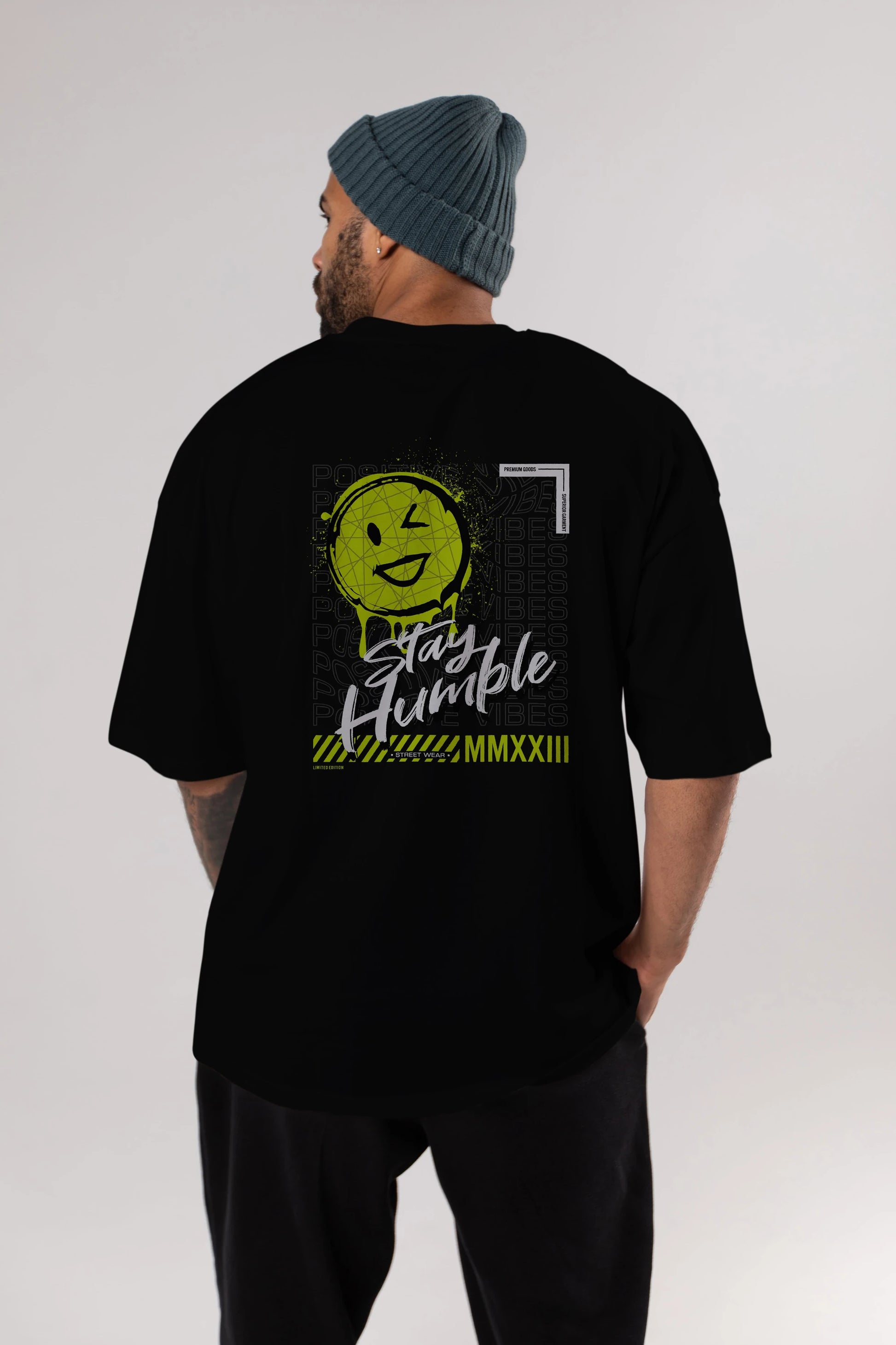 Stay Humble Arka Baskılı Oversize t-shirt Erkek Kadın Unisex