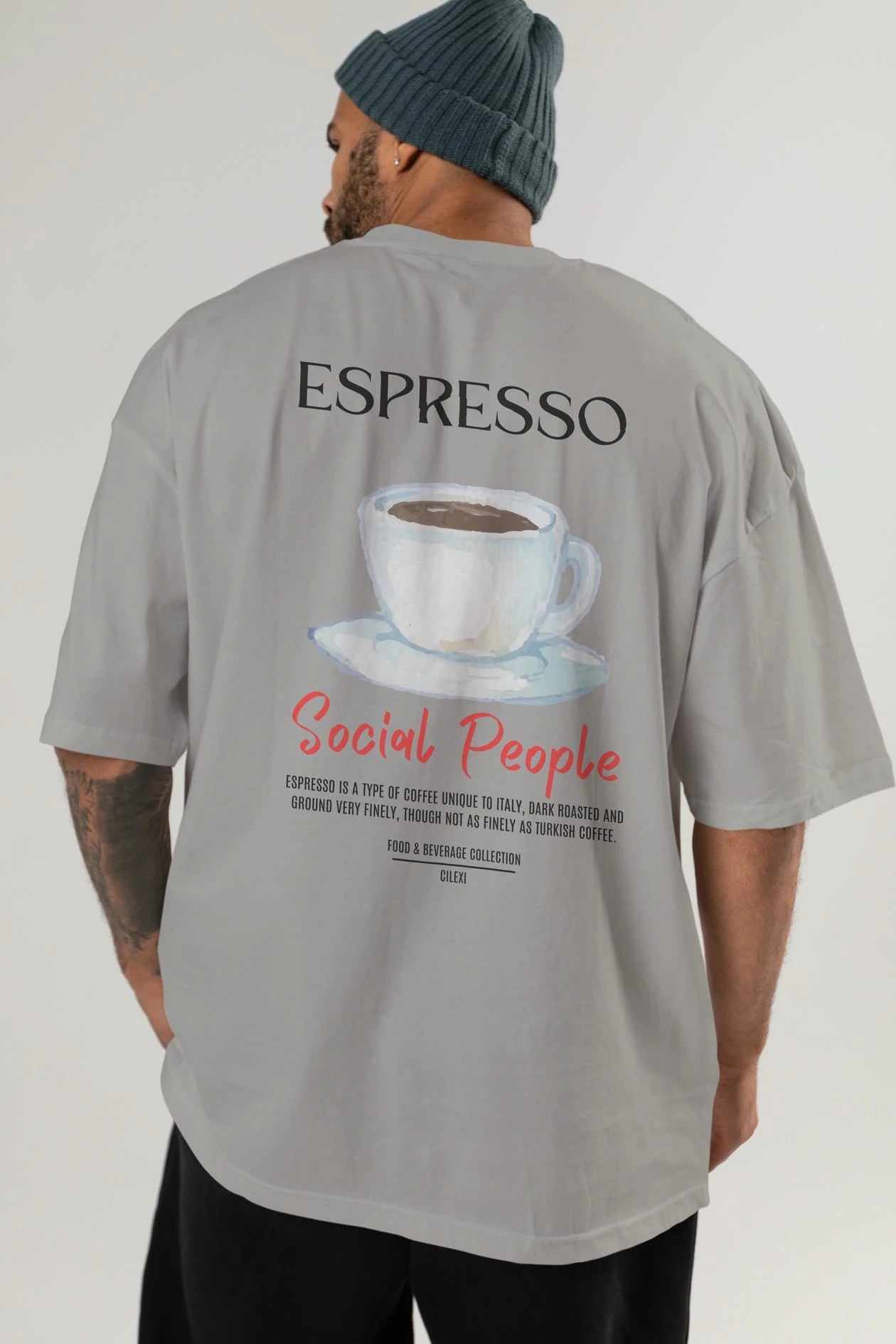 Espresso Kokteyl Serisi Baskılı Oversize t-shirt Erkek Kadın Unisex %100 Pamuk Bisiklet Yaka tişort