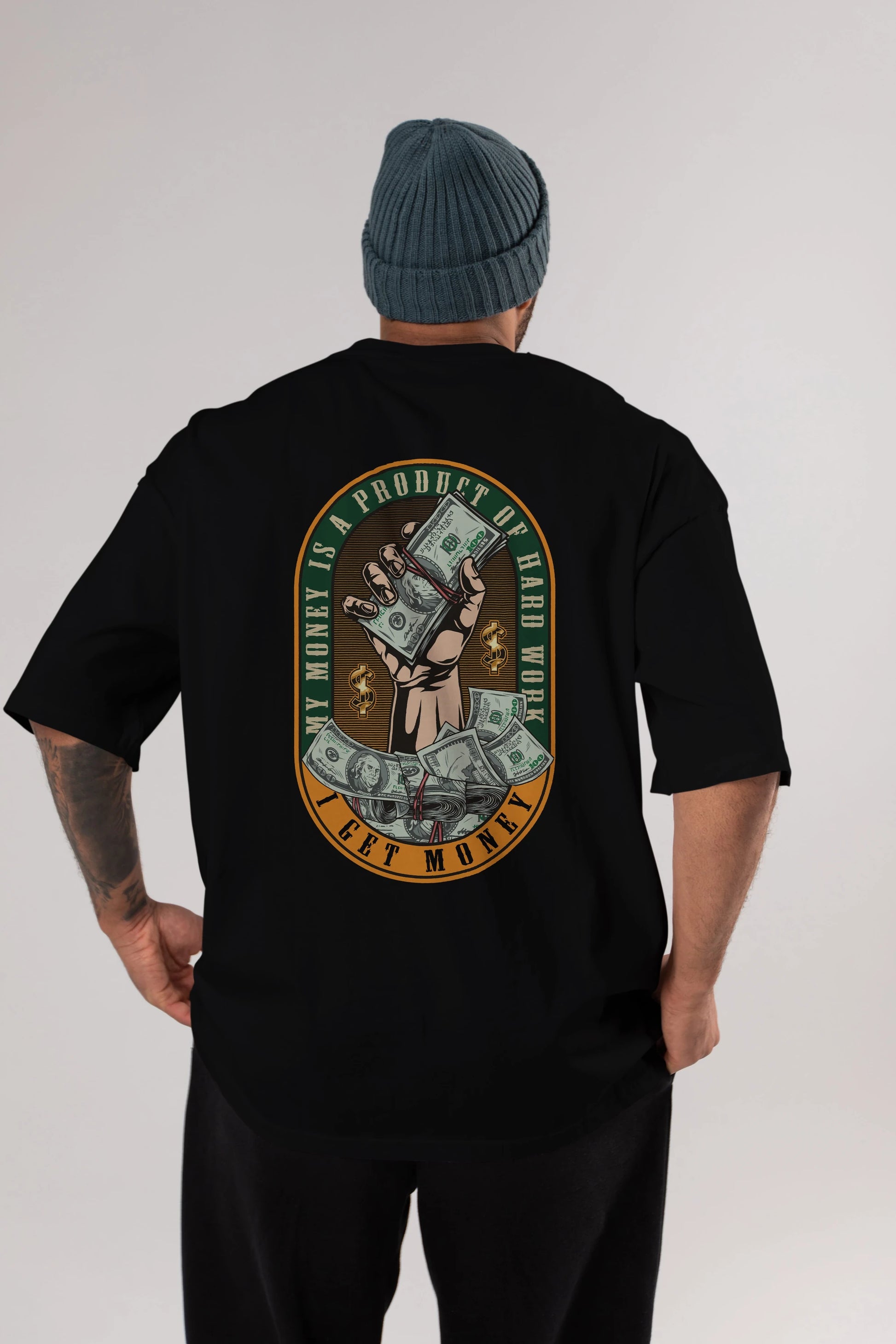 I Get Money Arka Baskılı Oversize t-shirt Erkek Kadın Unisex