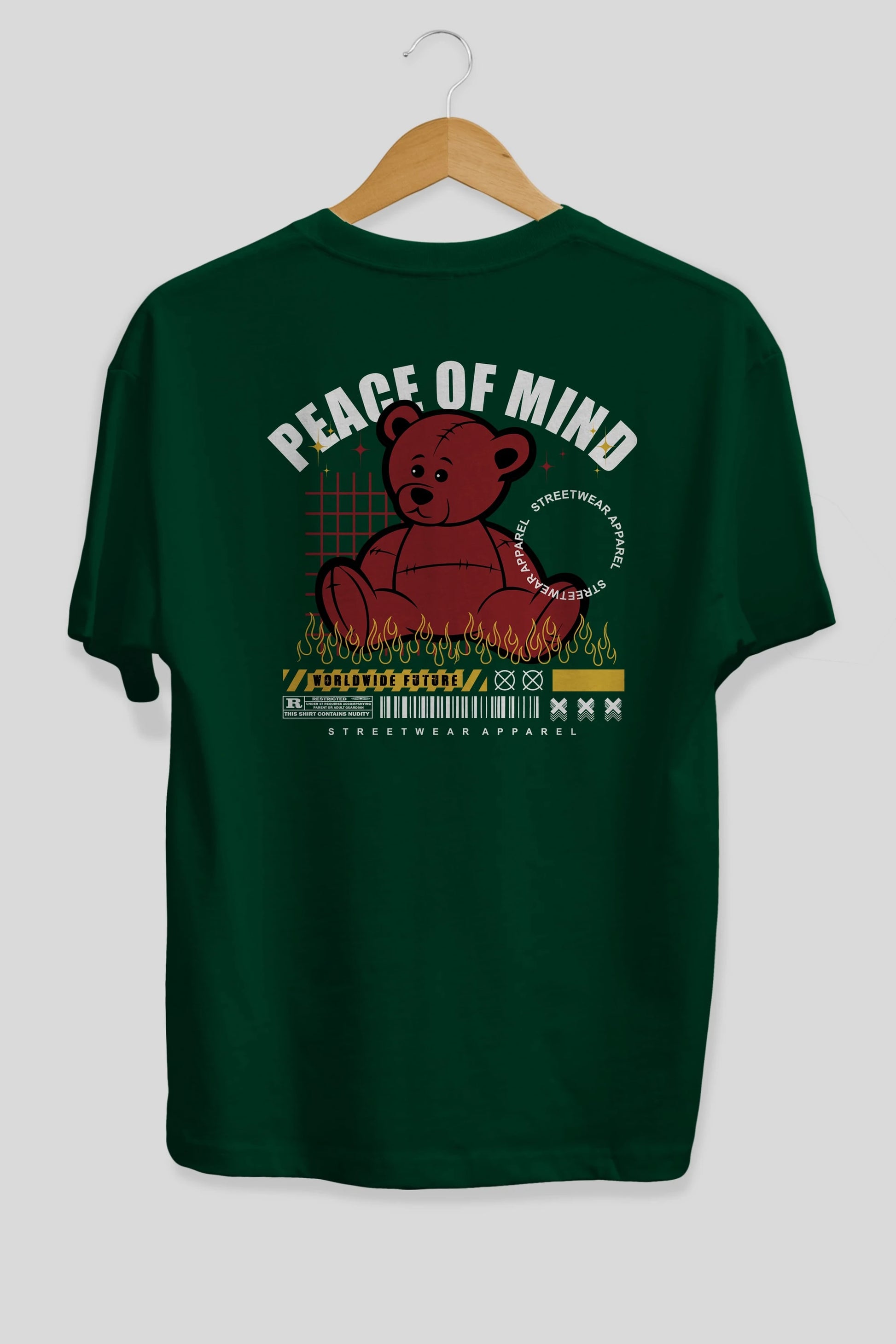 Teddy Bear Peace of Mind Arka Baskılı Oversize t-shirt Erkek Kadın Unisex