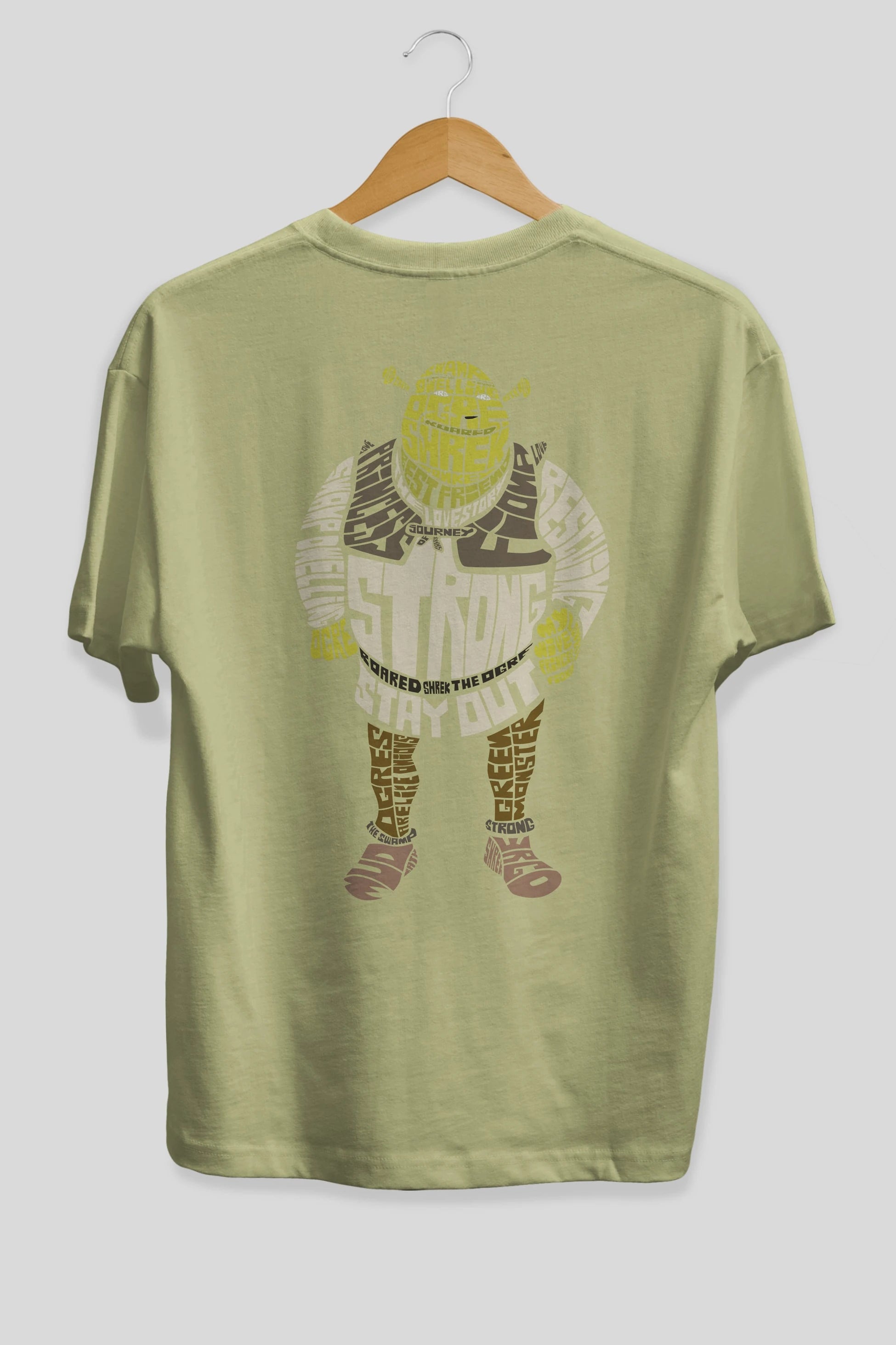 Shrek Arka Baskılı Oversize t-shirt %100 pamuk Erkek Kadın Unisex
