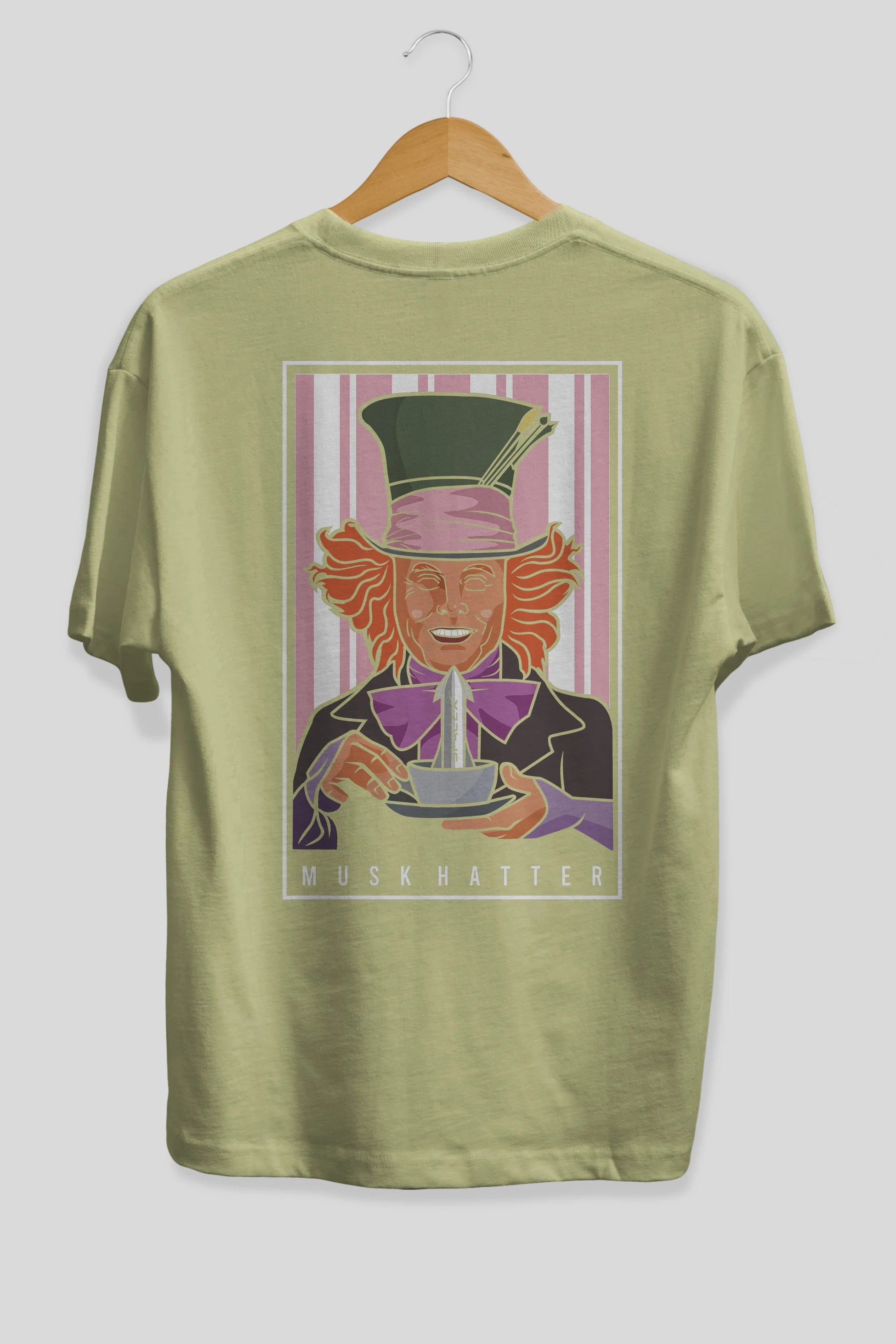 Mad Hatter Elon Musk Arka Baskılı Oversize t-shirt Erkek Kadın Unisex %100 Pamuk tişort