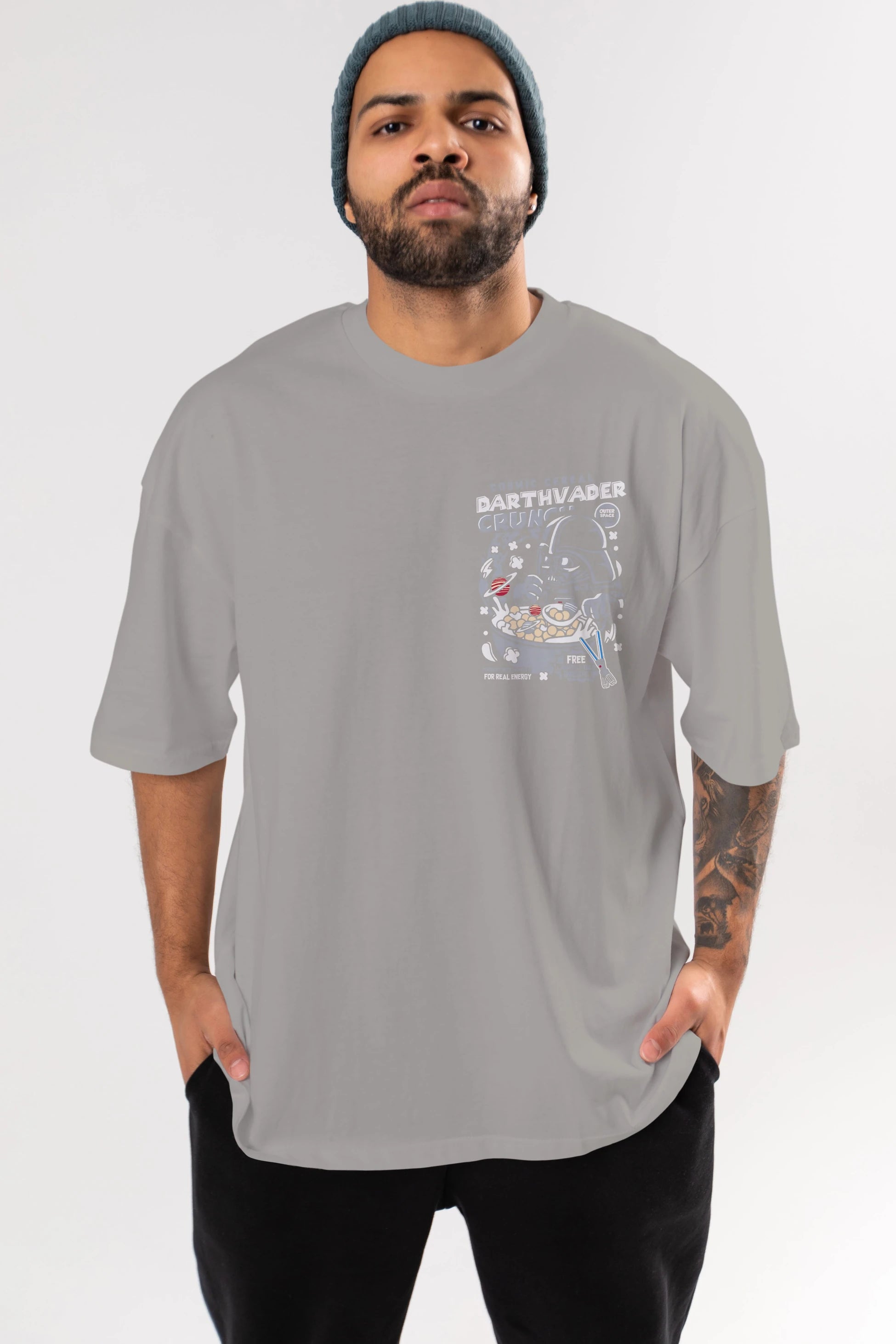 Darth Vader (2) Ön Sol Baskılı Oversize t-shirt Erkek Kadın Unisex %100 Pamuk Bisiklet Yaka tişort