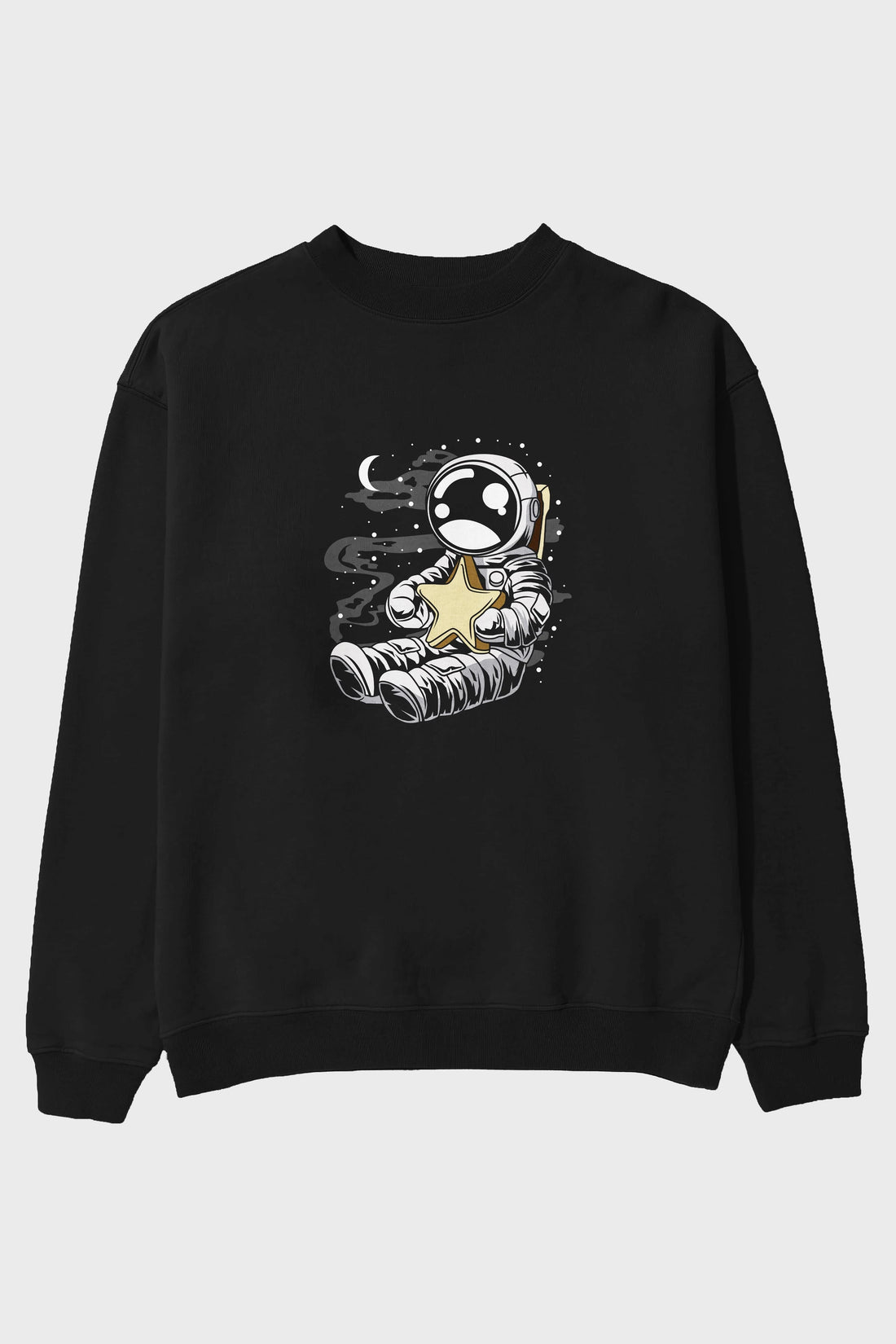 Astronaut Holding The Star Ön Baskılı Oversize Sweatshirt Erkek Kadın Unisex