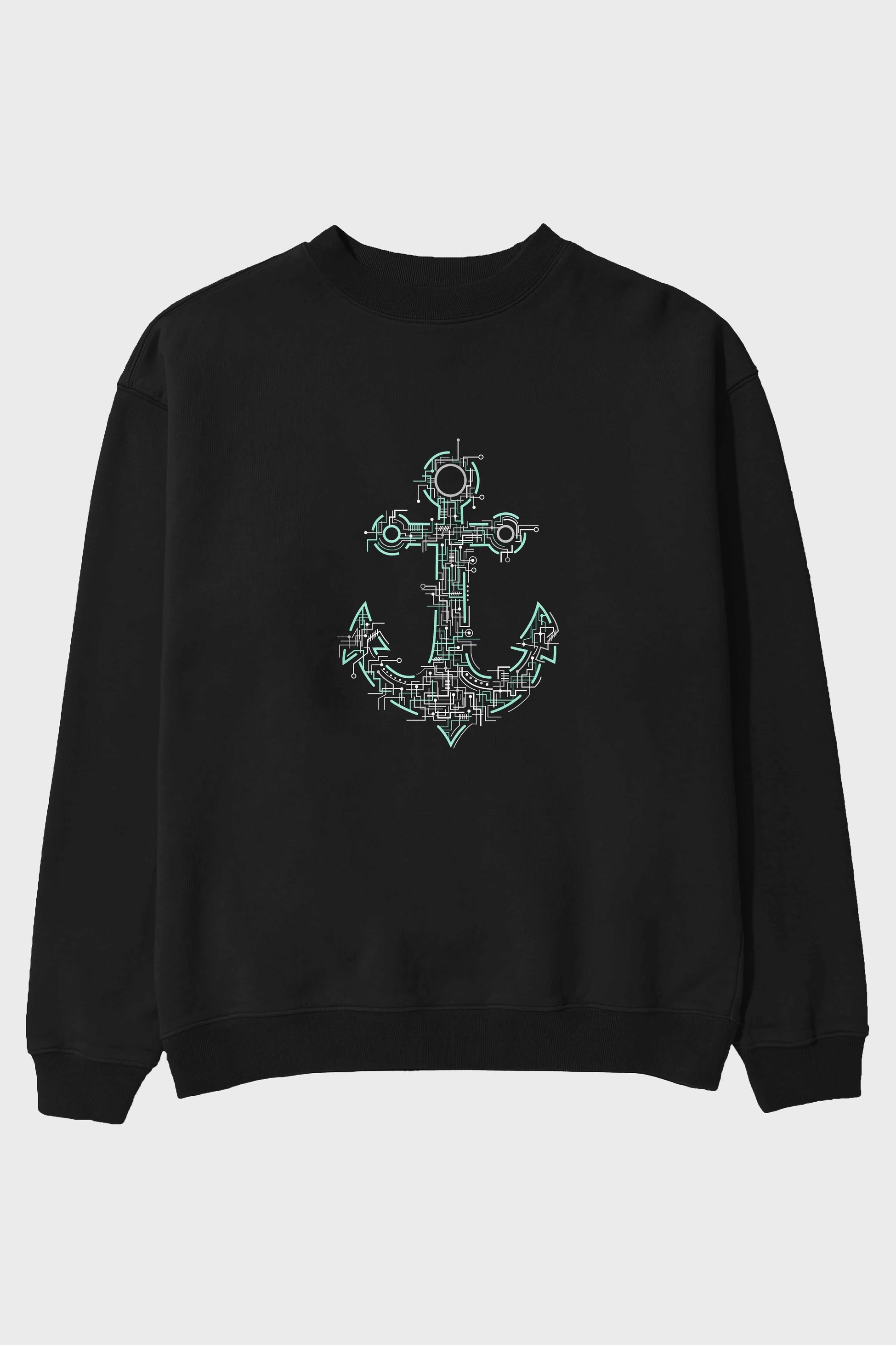 Electric Anchor Ön Baskılı Oversize Sweatshirt Erkek Kadın Unisex