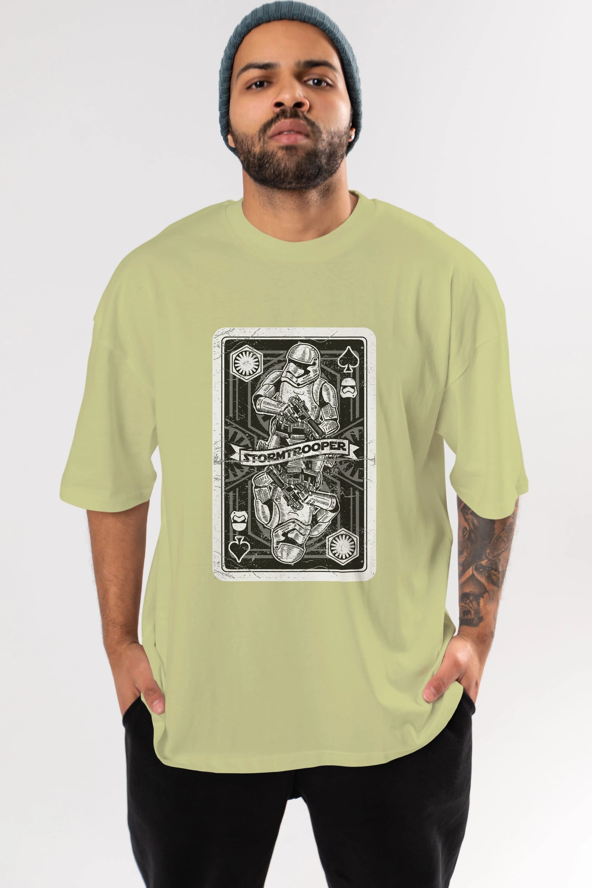 Stormtrooper Playing Card Ön Baskılı Oversize t-shirt Erkek Kadın Unisex %100 Pamuk tişort