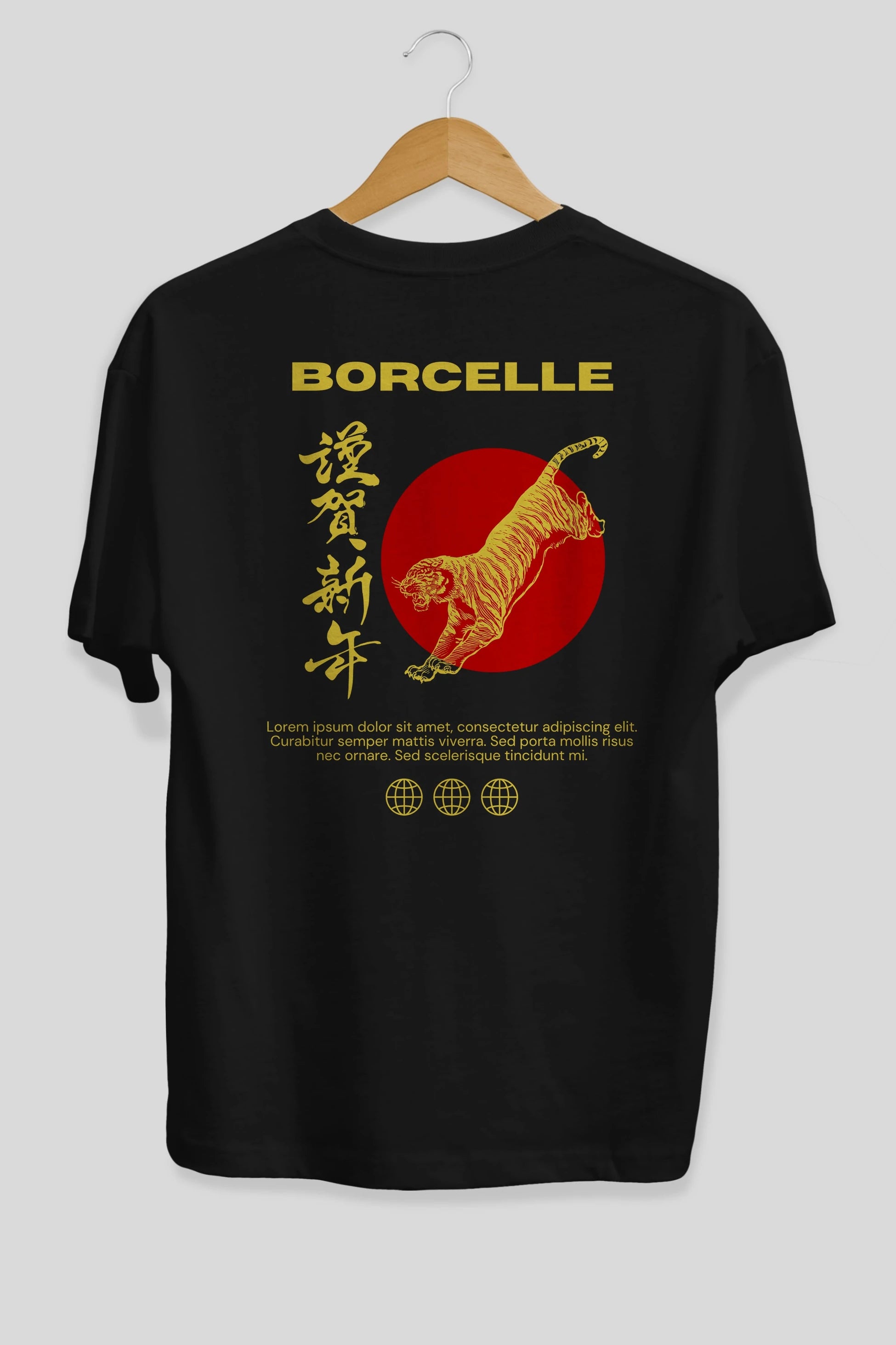 Borcelle Tiger Streetwear Arka Baskılı Oversize t-shirt Erkek Kadın Unisex