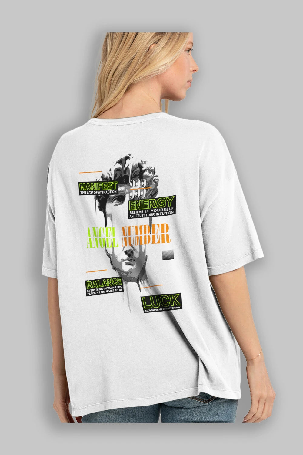 Angel Number Arka Baskılı Oversize t-shirt Erkek Kadın Unisex