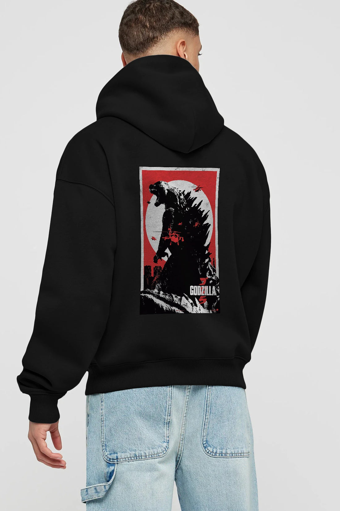 Godzilla (2) Arka Baskılı Hoodie Oversize Kapüşonlu Sweatshirt Erkek Kadın Unisex