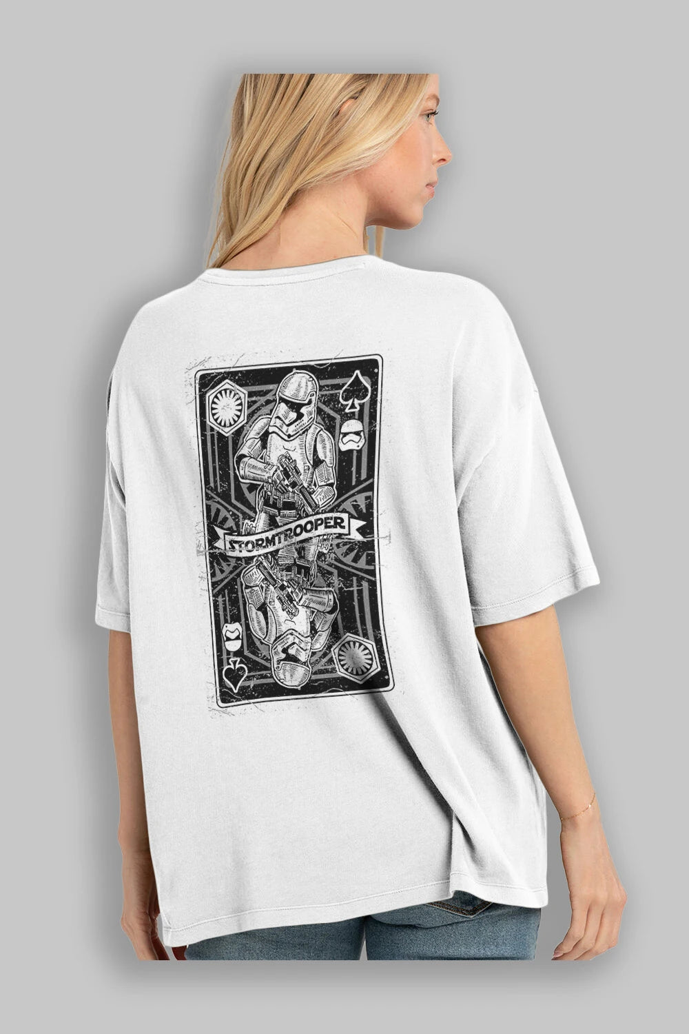 Stormtrooper Playing Card Arka Baskılı Oversize t-shirt Erkek Kadın Unisex %100 Pamuk
