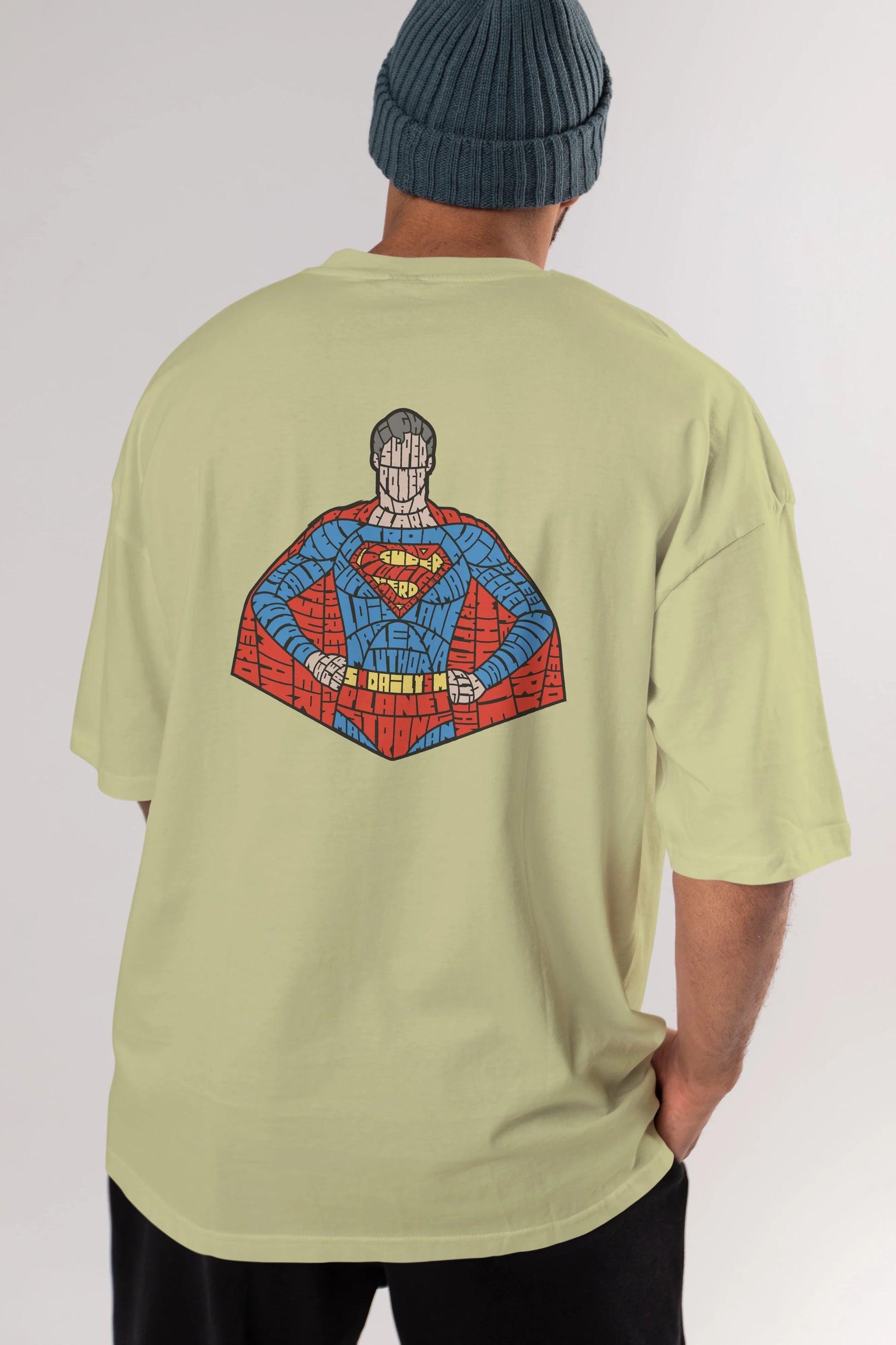 Kryptonian Arka Baskılı Oversize t-shirt %100 pamuk Erkek Kadın Unisex