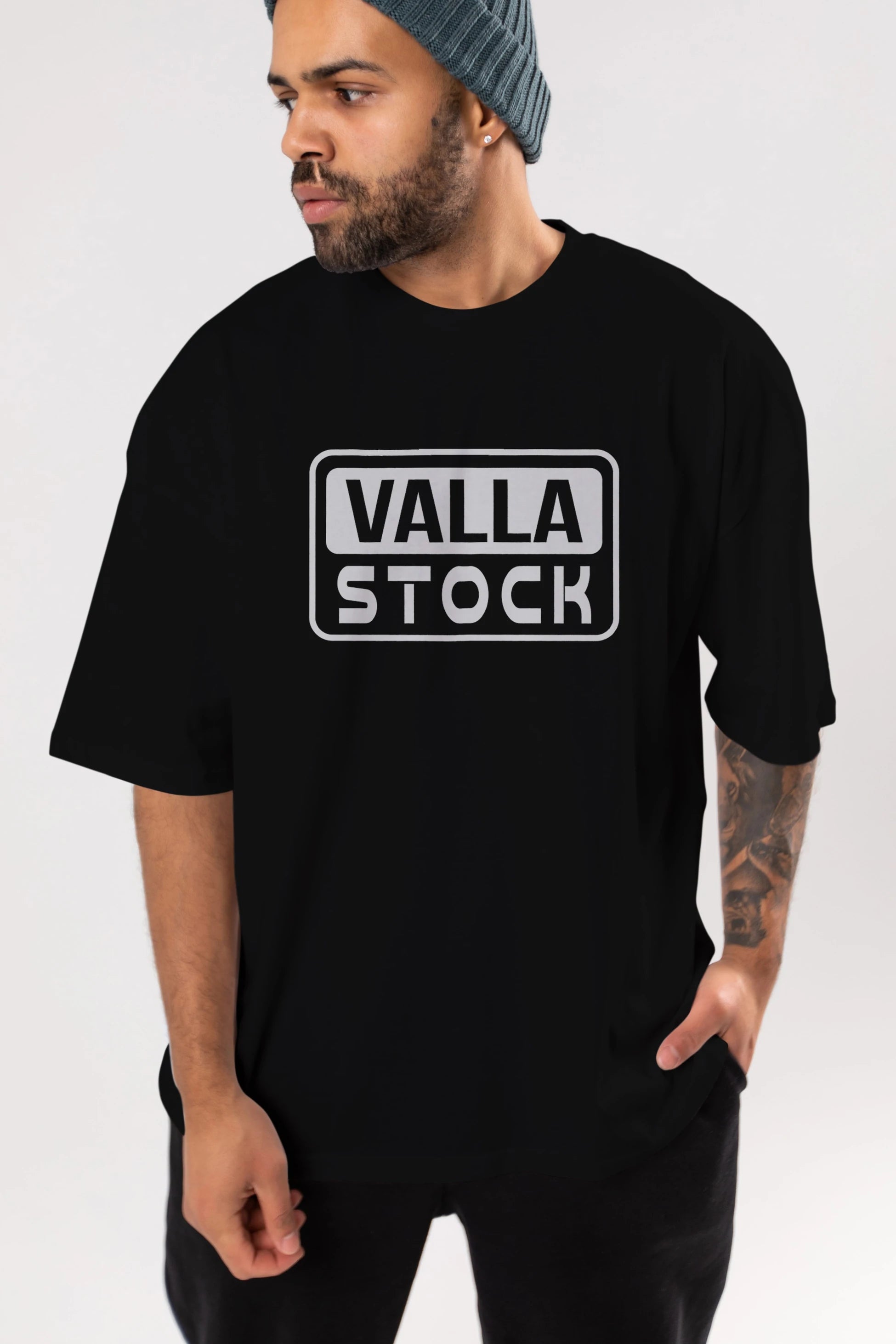 Valla Stock Ön Baskılı Oversize t-shirt %100 pamuk Erkek Kadın Unisex