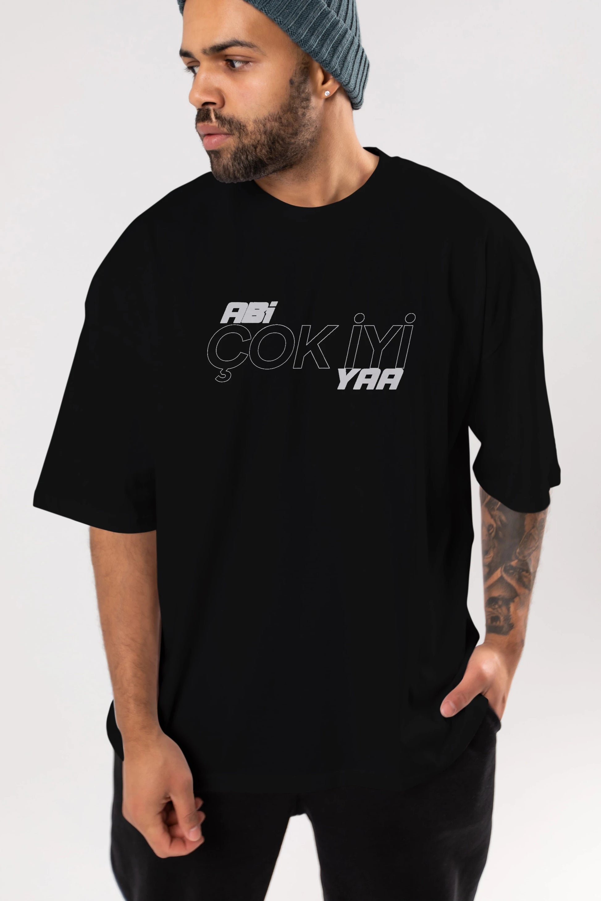 Abi Çok İyi Ya Ön Baskılı Oversize t-shirt %100 pamuk Erkek Kadın Unisex