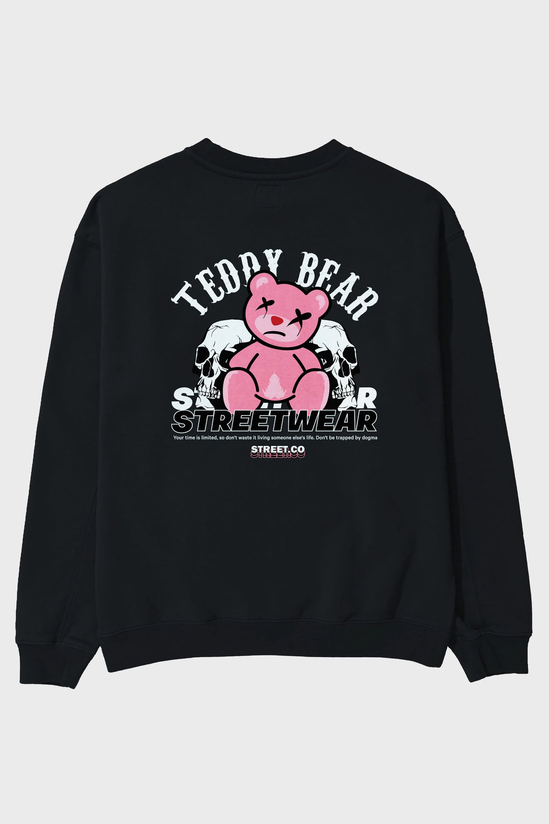 Teddy Bear Streetwear 2 Arka Baskılı Oversize Sweatshirt Erkek Kadın Unisex