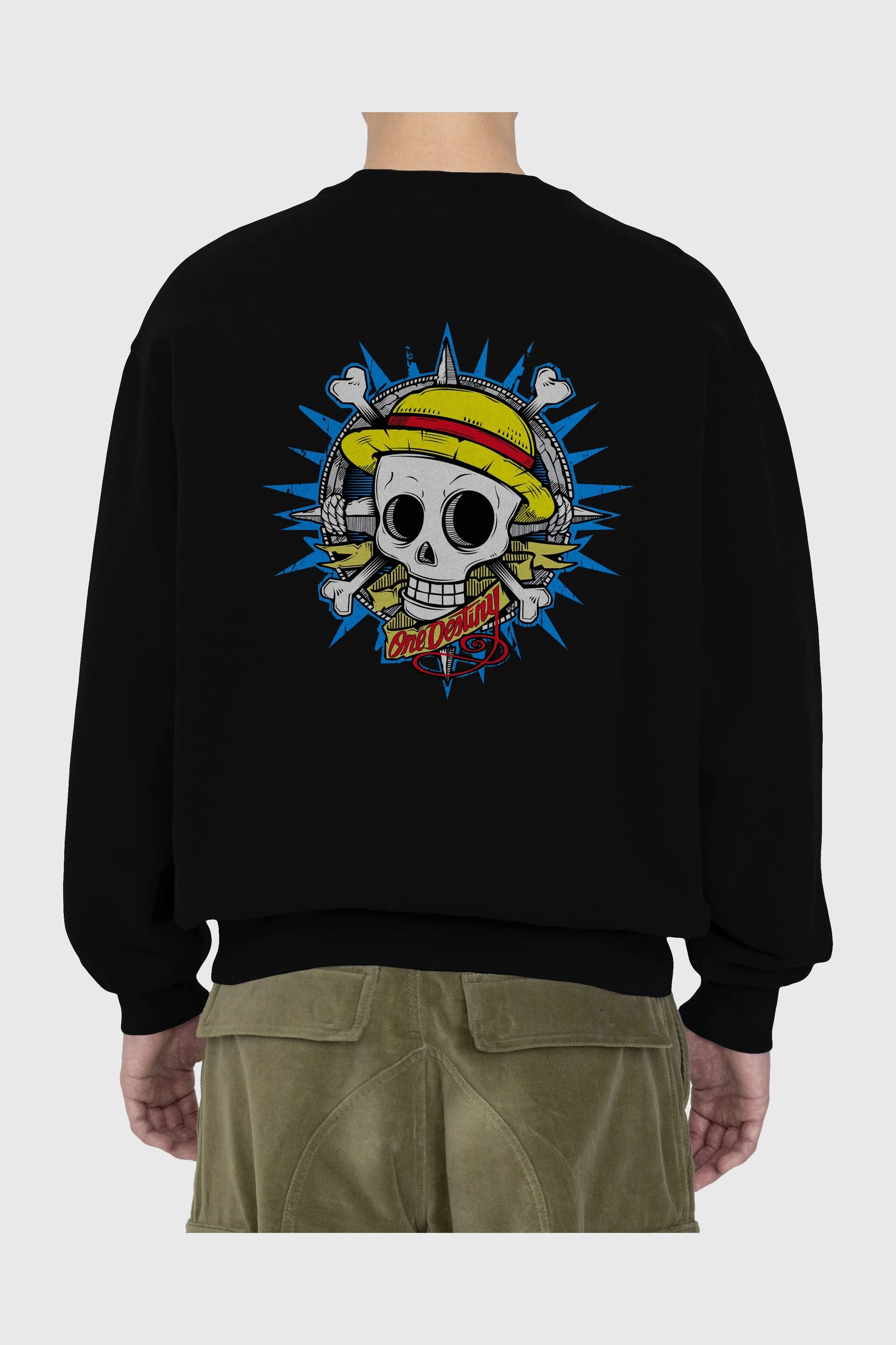 One destiny Arka Baskılı Anime Oversize Sweatshirt Erkek Kadın Unisex