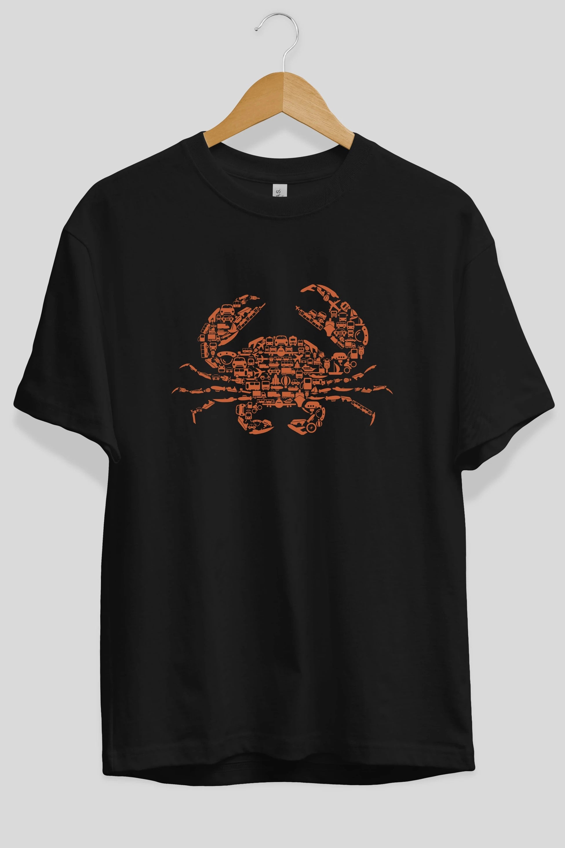 Crab Ön Baskılı Oversize t-shirt %100 pamuk Erkek Kadın Unisex