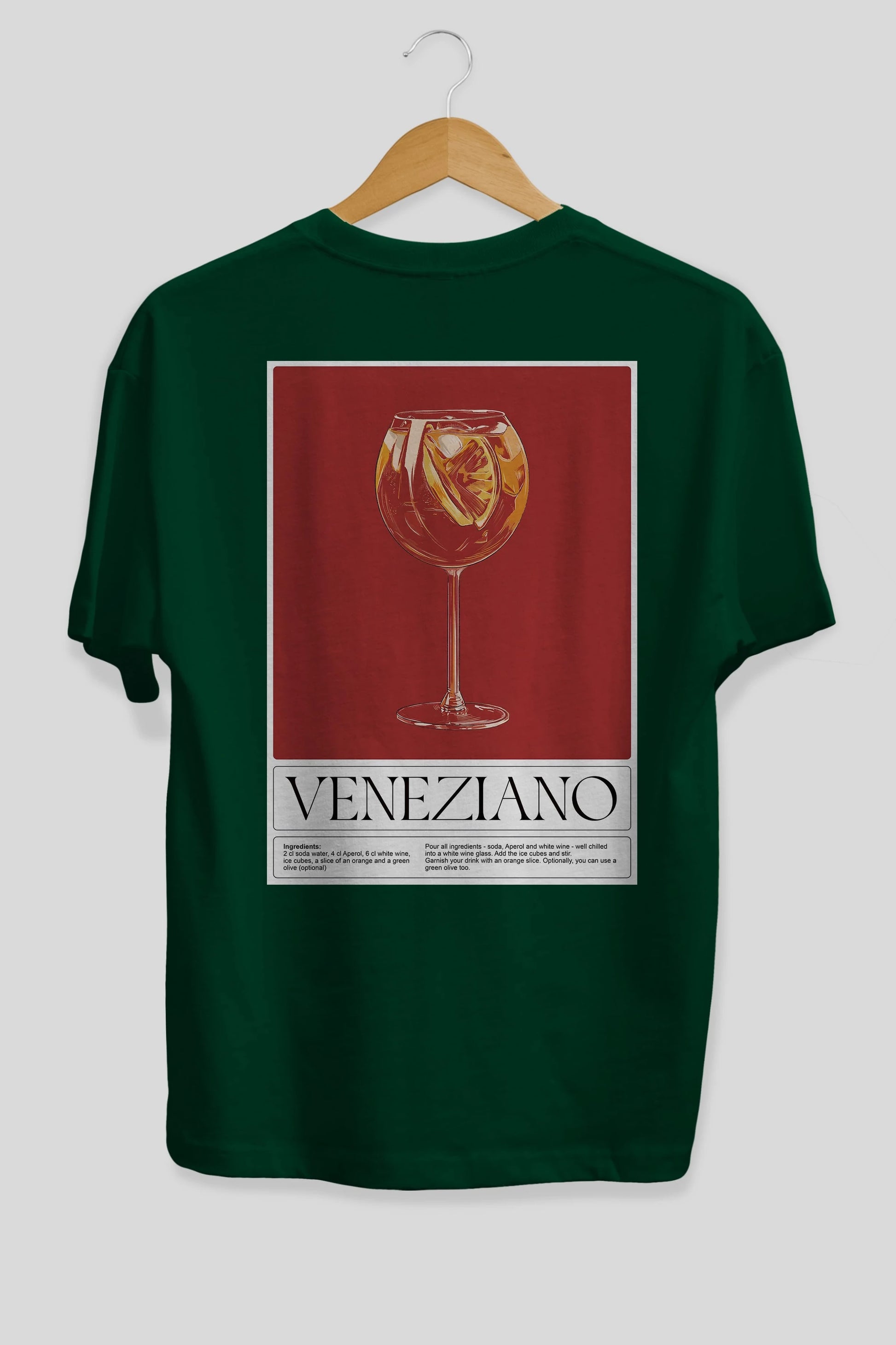 Veneziano Arka Baskılı Oversize t-shirt Erkek Kadın Unisex %100 Pamuk Bisiklet Yaka tişort