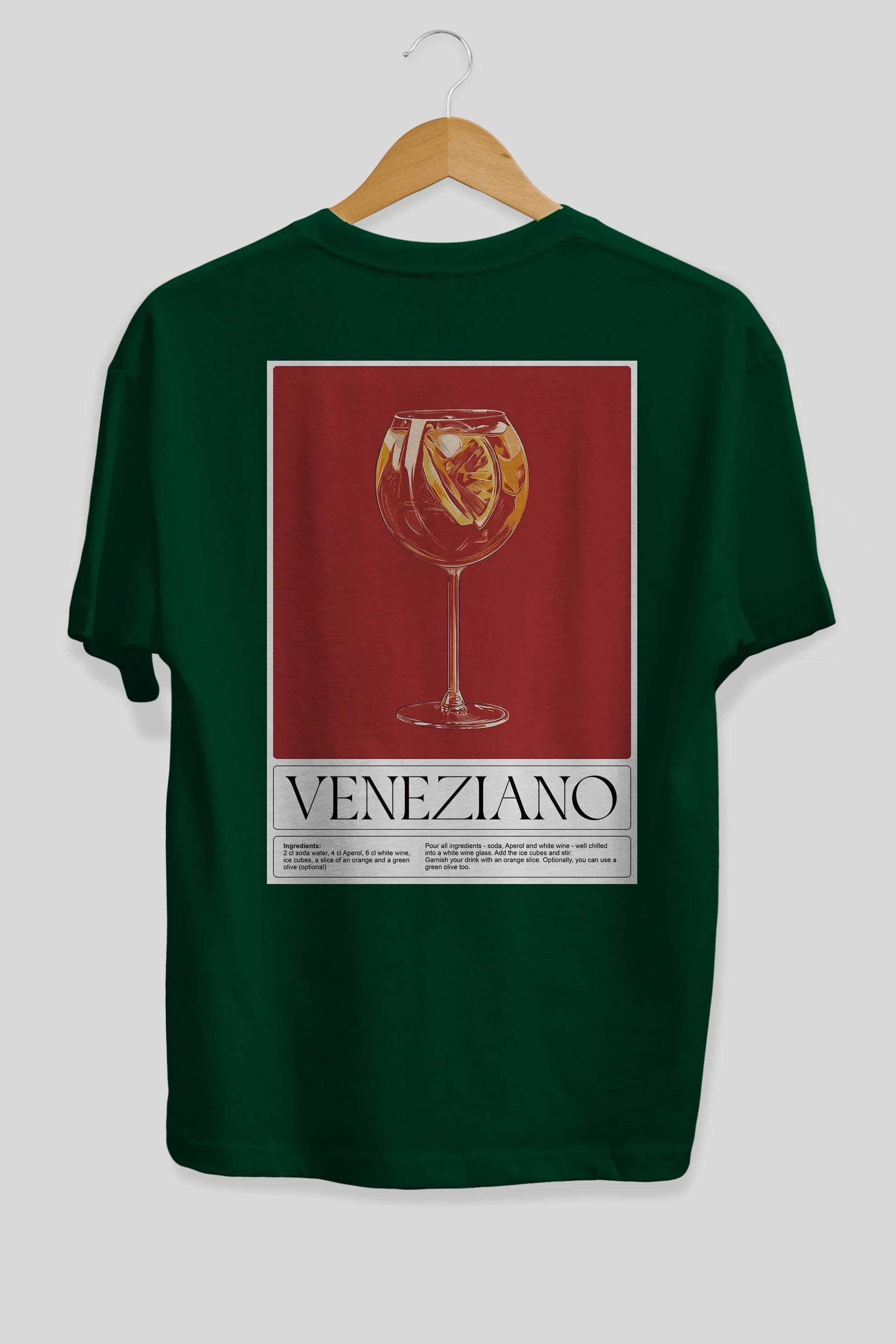 Veneziano Arka Baskılı Oversize t-shirt Erkek Kadın Unisex %100 Pamuk Bisiklet Yaka tişort