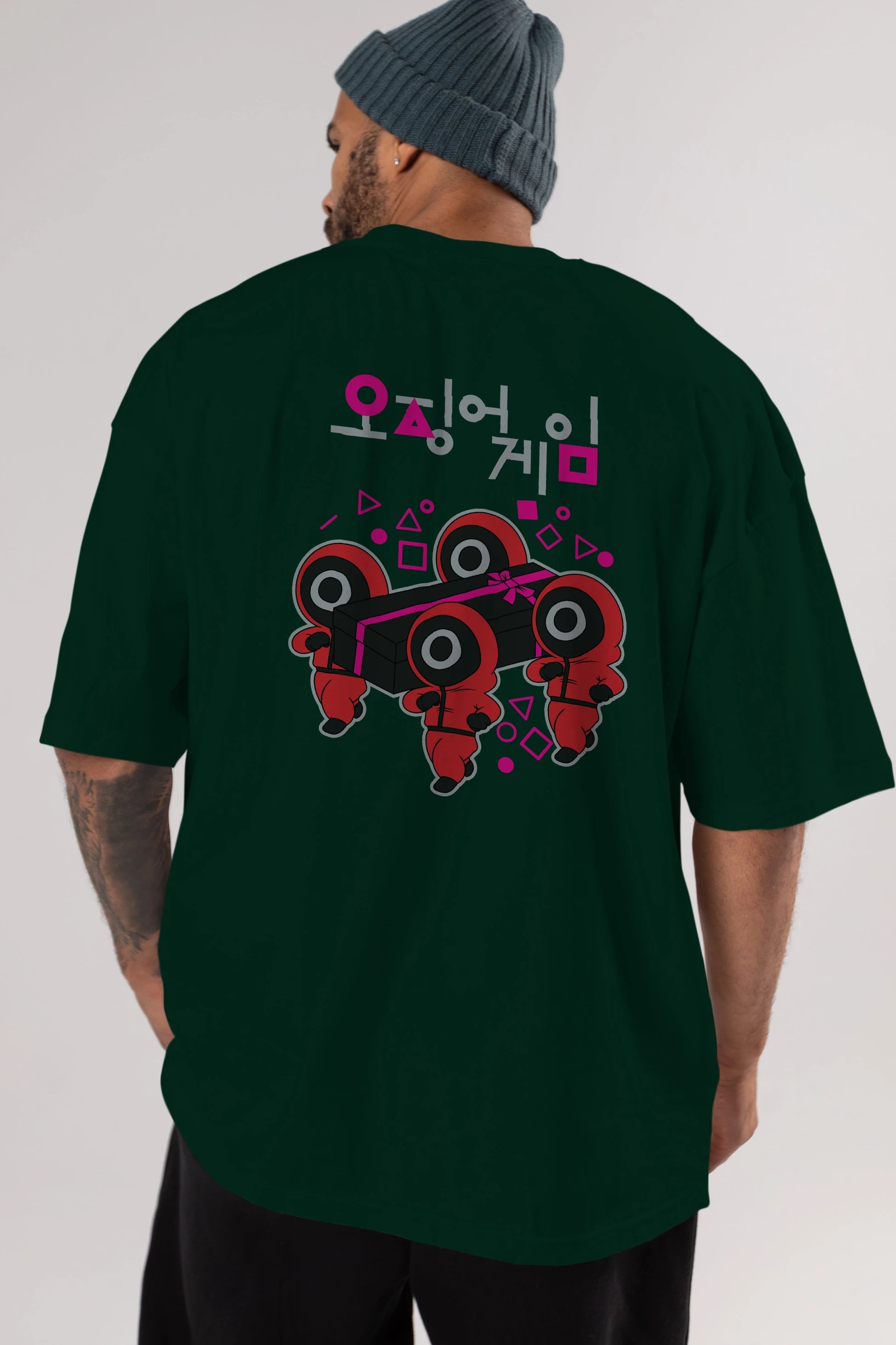 Squid Game (6) Arka Baskılı Oversize t-shirt Erkek Kadın Unisex %100 Pamuk Bisiklet Yaka tişort