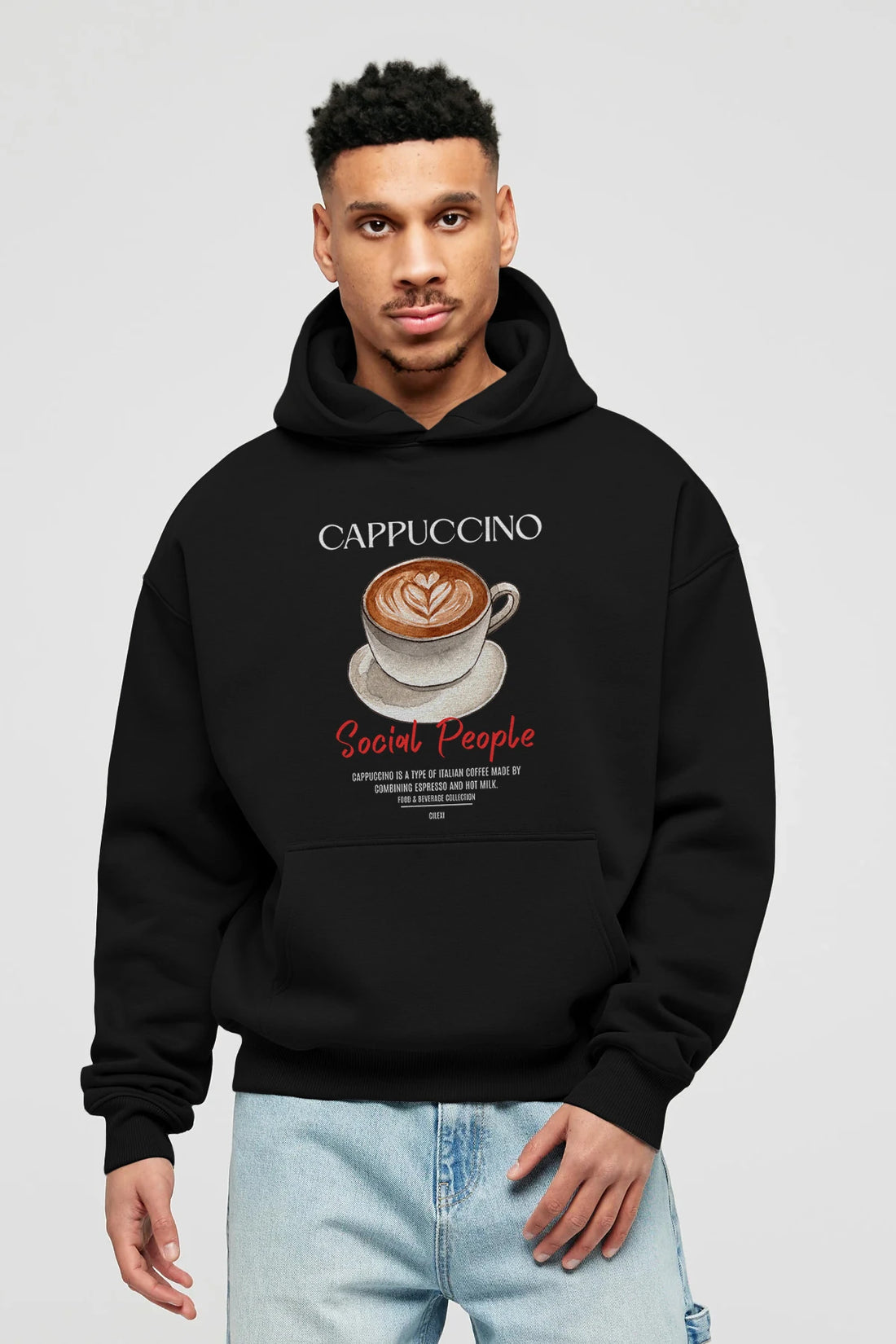 Cappuccino Kokteyl Ön Baskılı Hoodie Oversize Kapüşonlu Sweatshirt Erkek Kadın