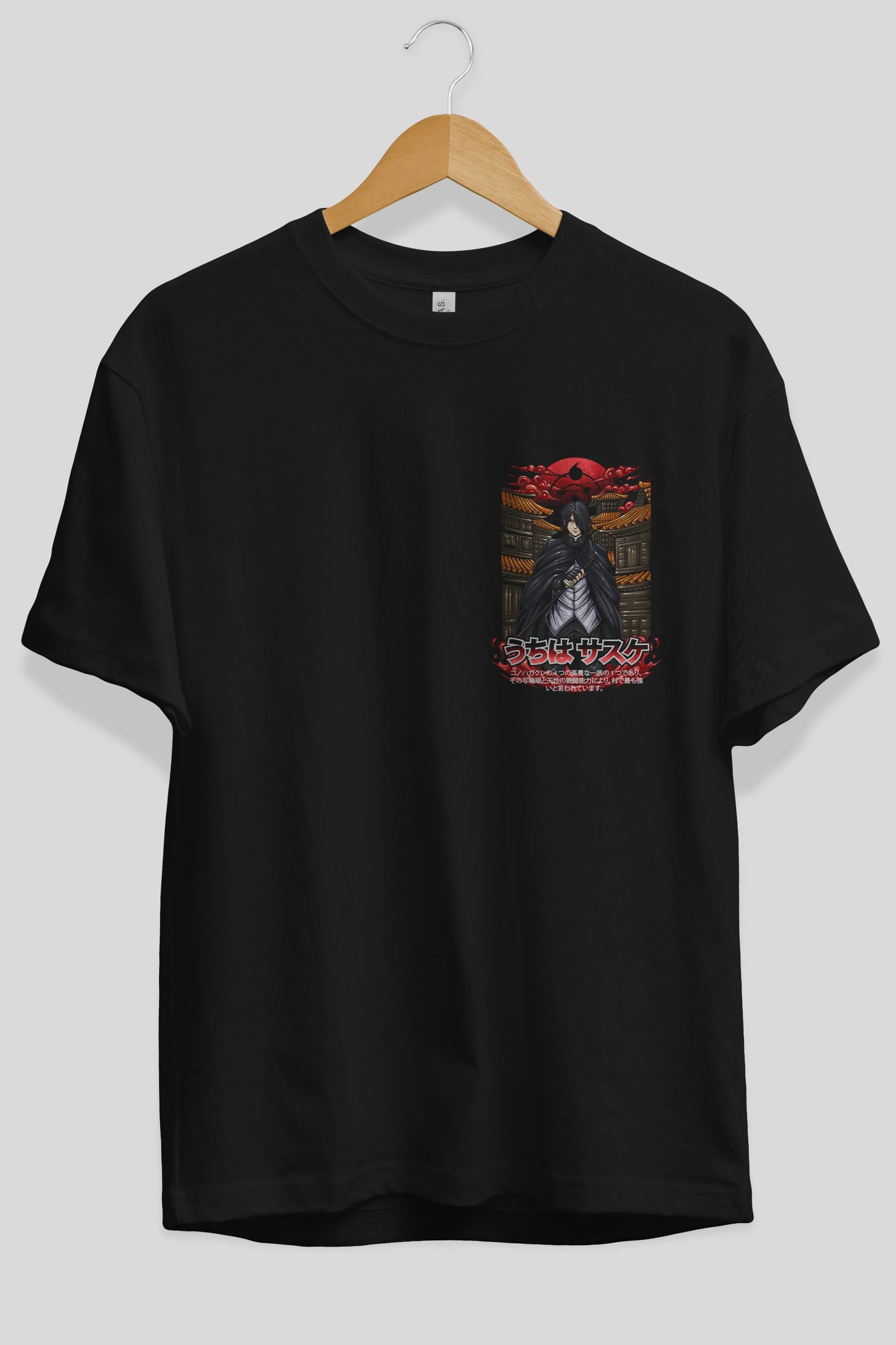 NARUTO SASUKE UCHIHA 1 Ön Sol Baskılı Oversize t-shirt Erkek Kadın Unisex %100 Pamuk Bisiklet Yaka tişort