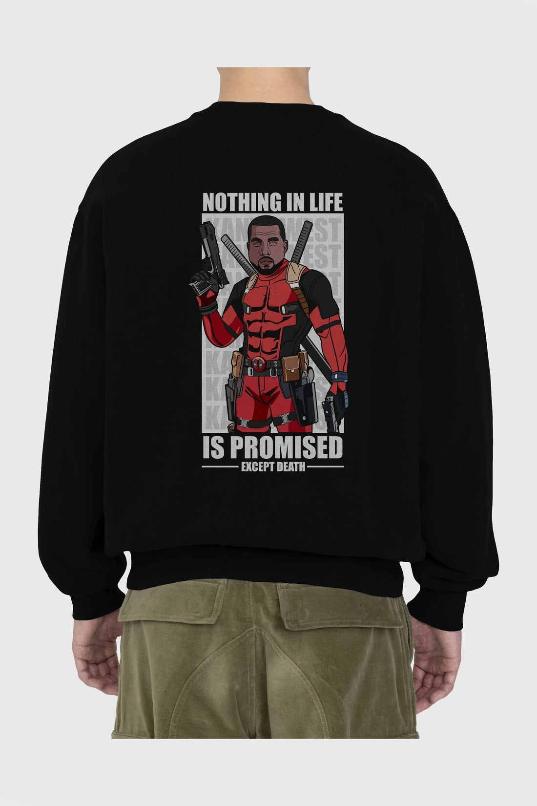 Kanye West Deadpool Arka Baskılı Oversize Sweatshirt Erkek Kadın Unisex
