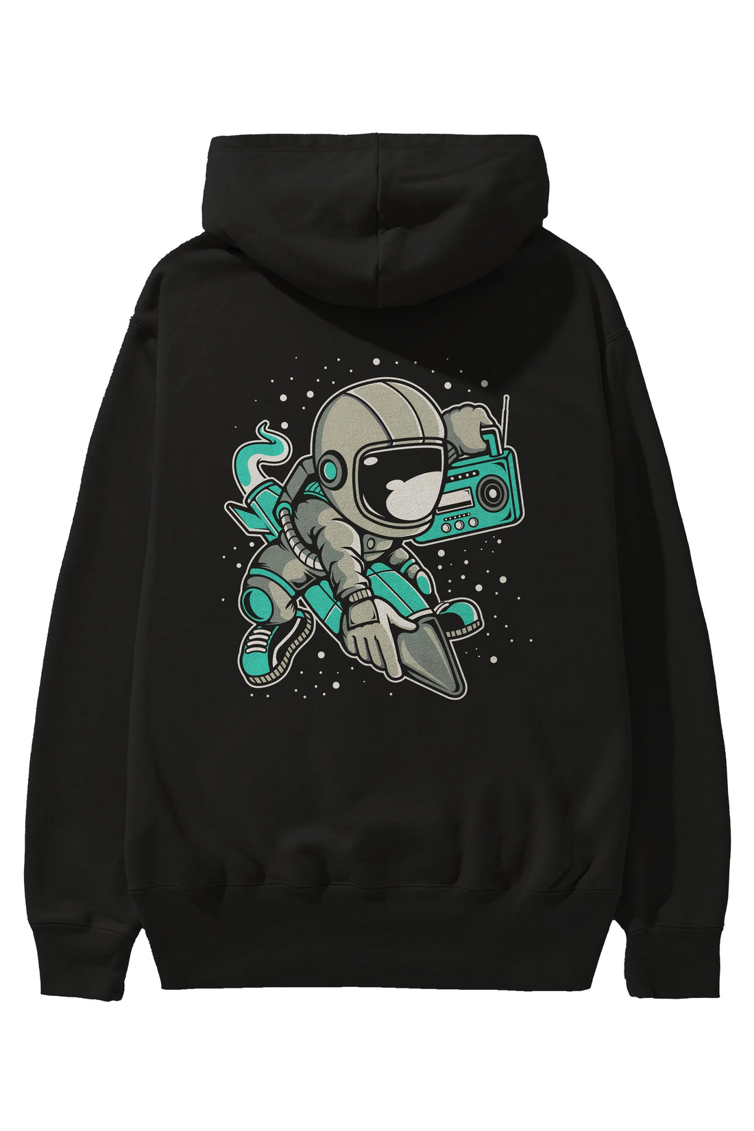 Astronaut Rocket (2) Arka Baskılı Hoodie Oversize Kapüşonlu Sweatshirt Erkek Kadın Unisex