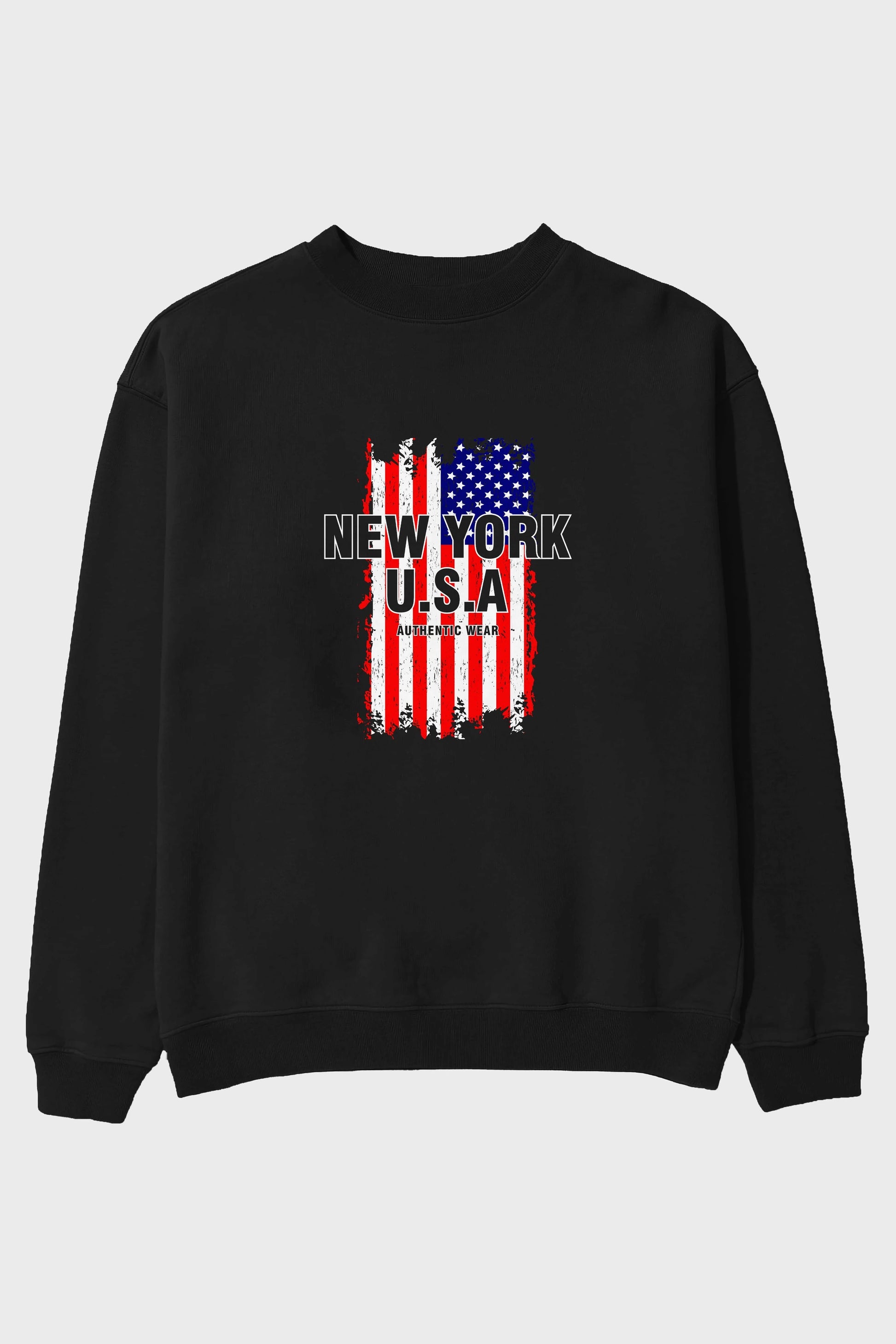 New York Usa Ön Baskılı Oversize Sweatshirt Erkek Kadın Unisex