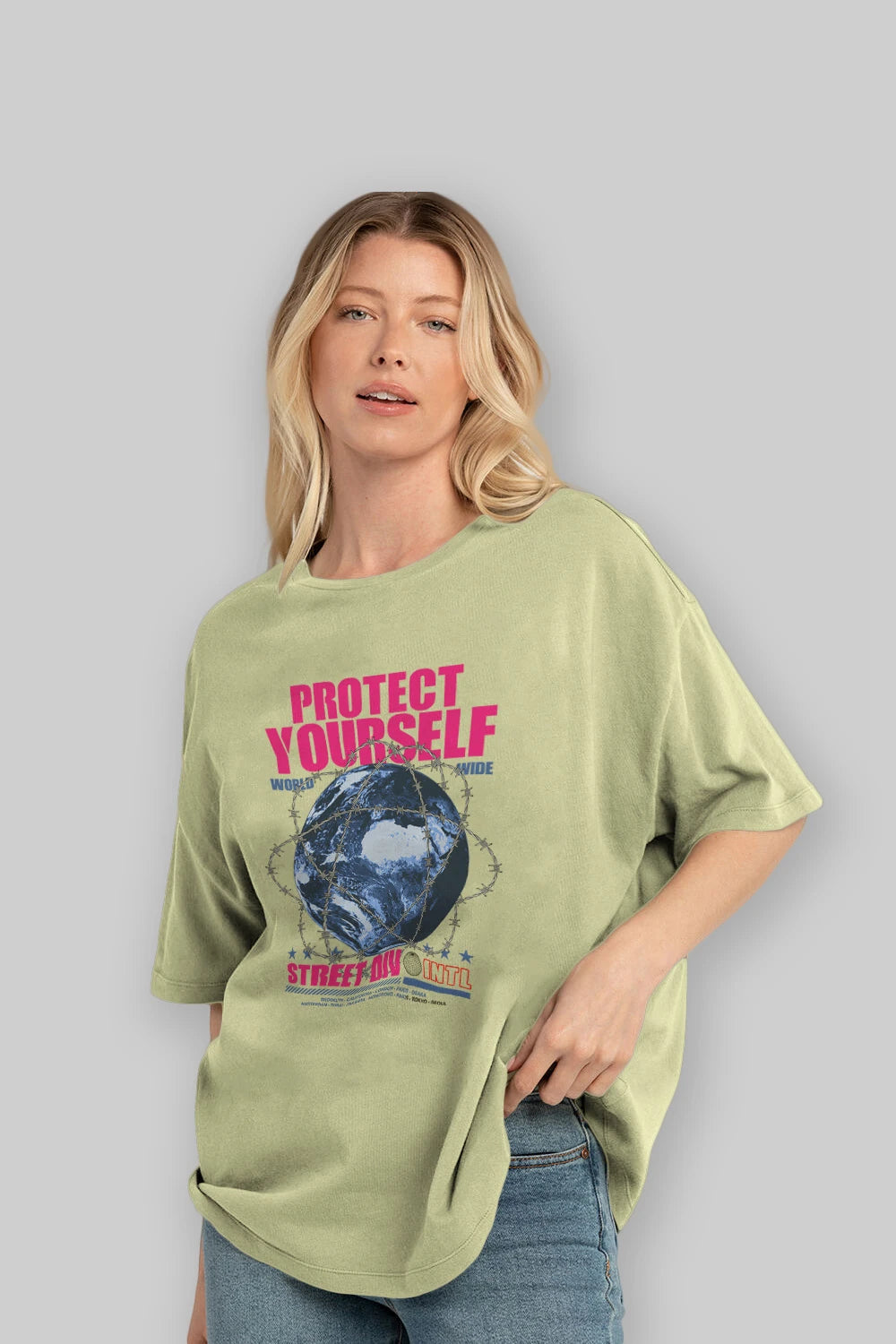 Protect Yourself Ön Baskılı Oversize t-shirt Erkek Kadın Unisex