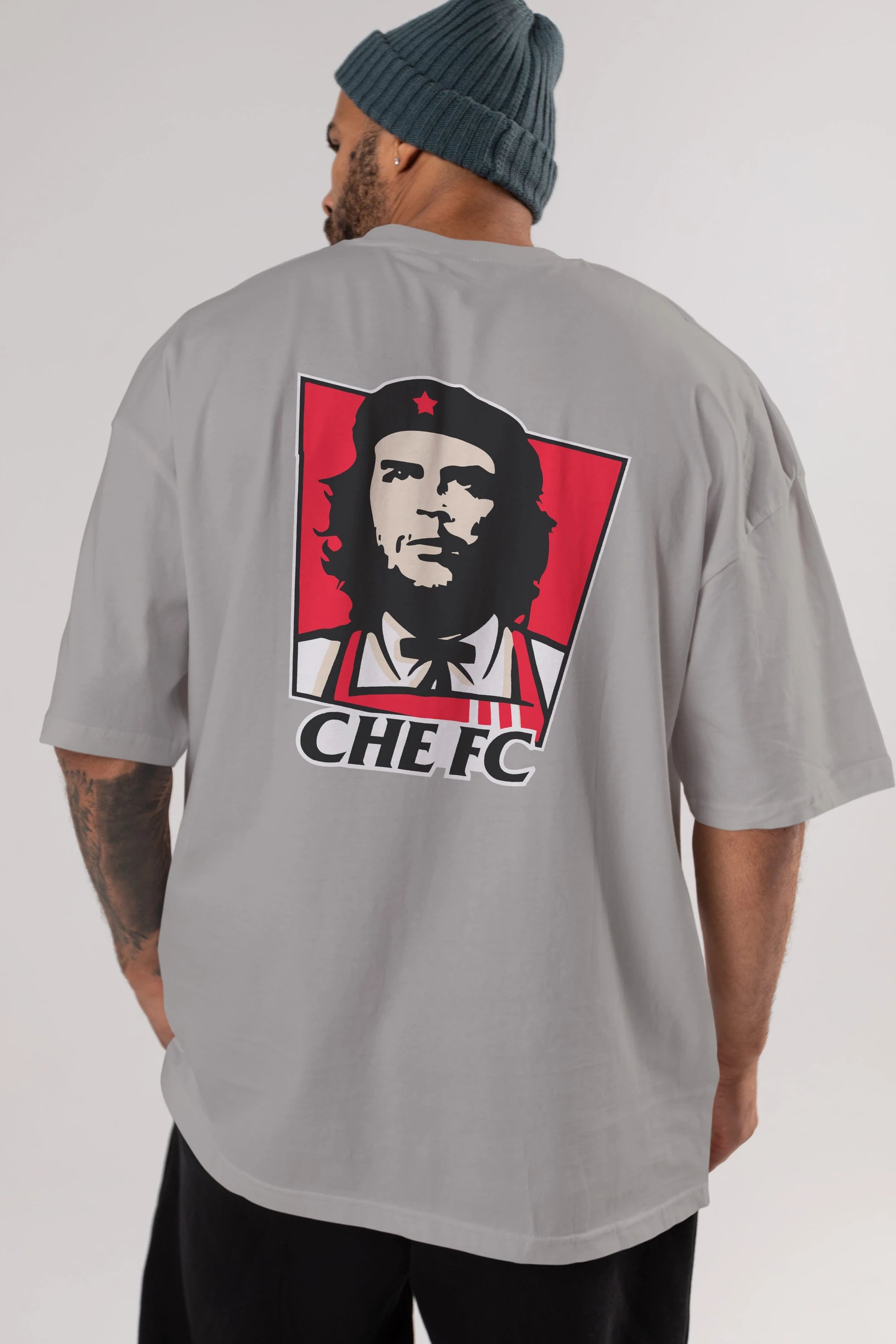 Che FC Arka Baskılı Oversize t-shirt Erkek Kadın Unisex %100 Pamuk Bisiklet Yaka tişort