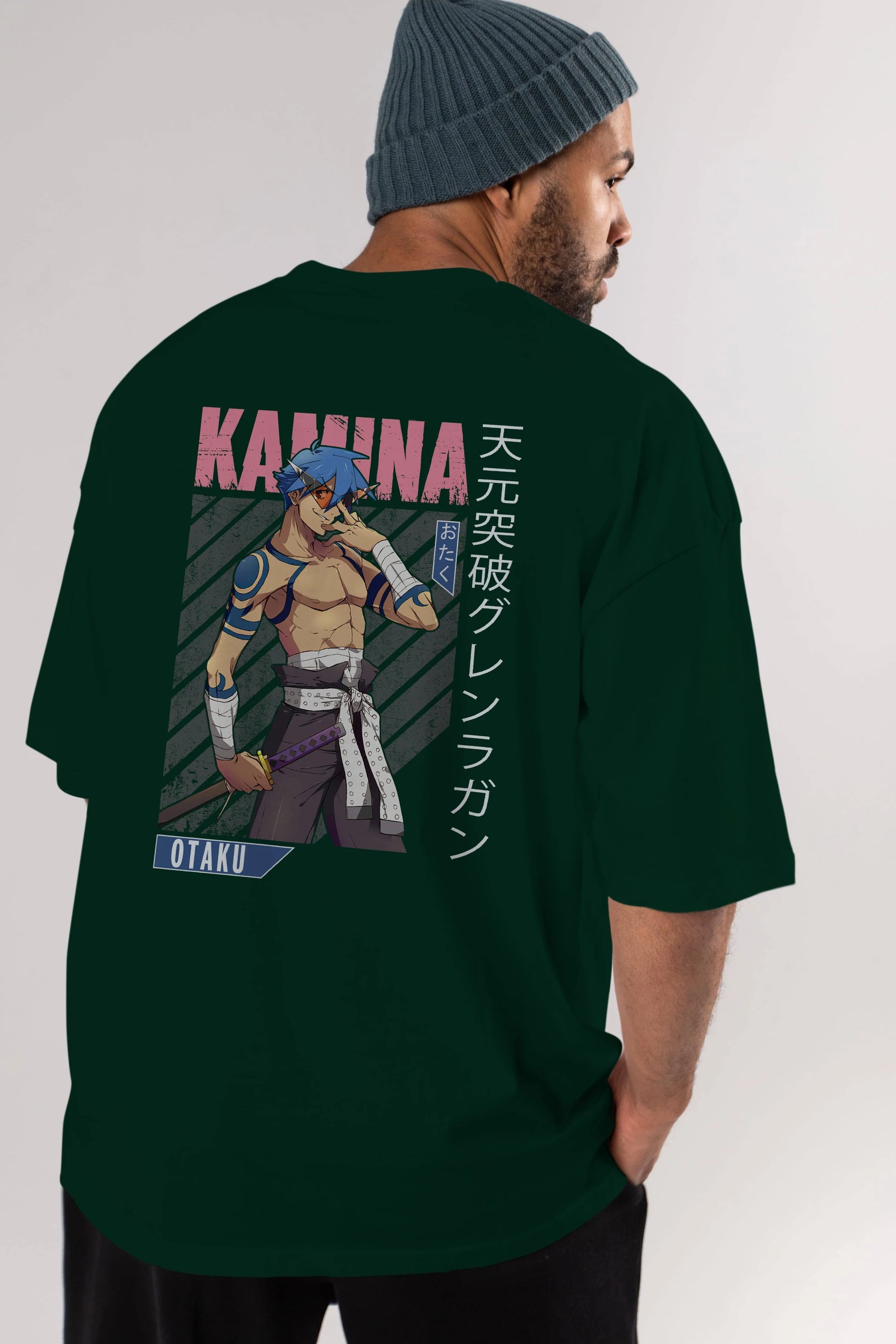 Kamina 5 Anime Arka Baskılı Oversize t-shirt Erkek Kadın Unisex