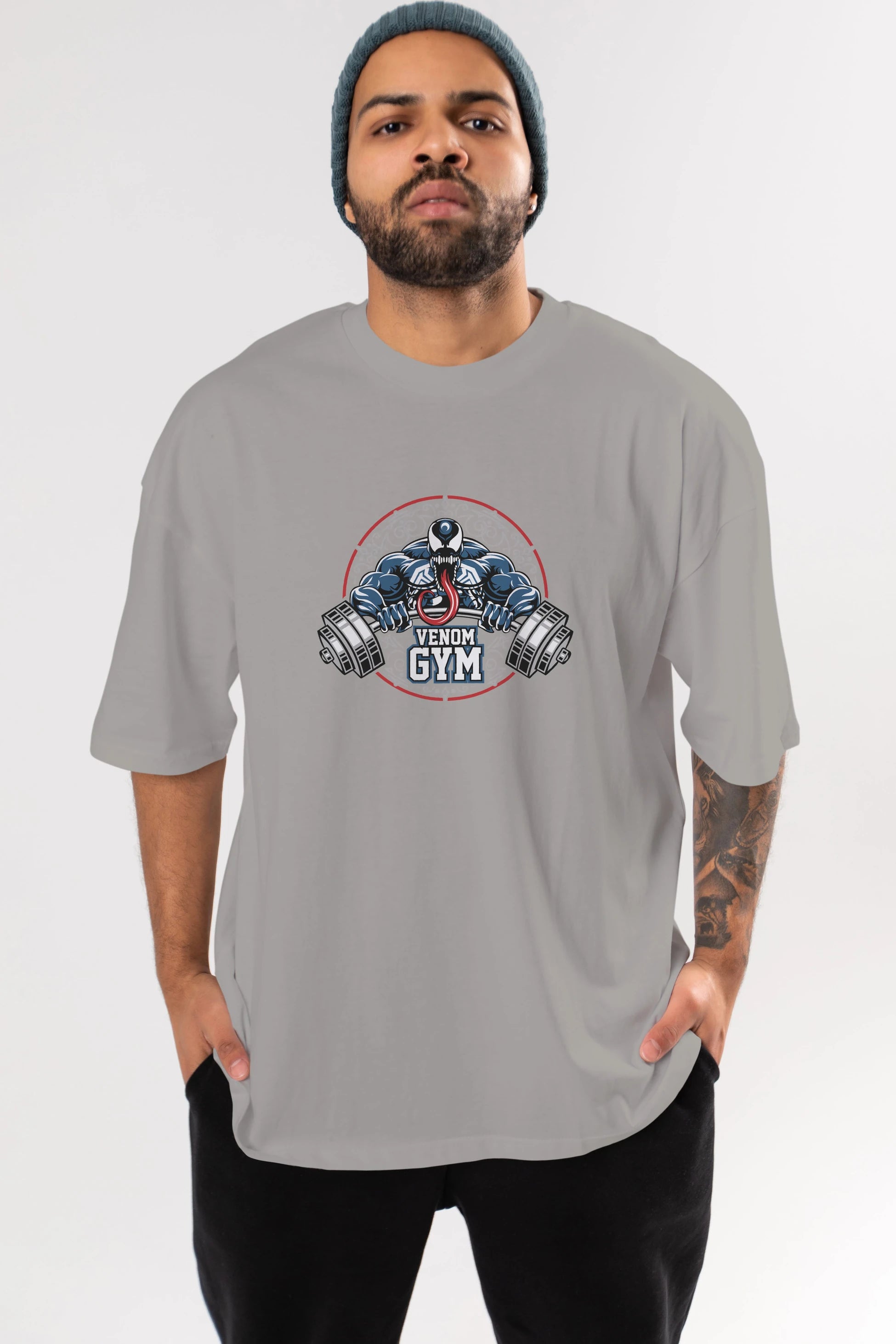 Venom GYM Ön Baskılı Oversize t-shirt Erkek Kadın Unisex %100 Pamuk Bisiklet Yaka tişort