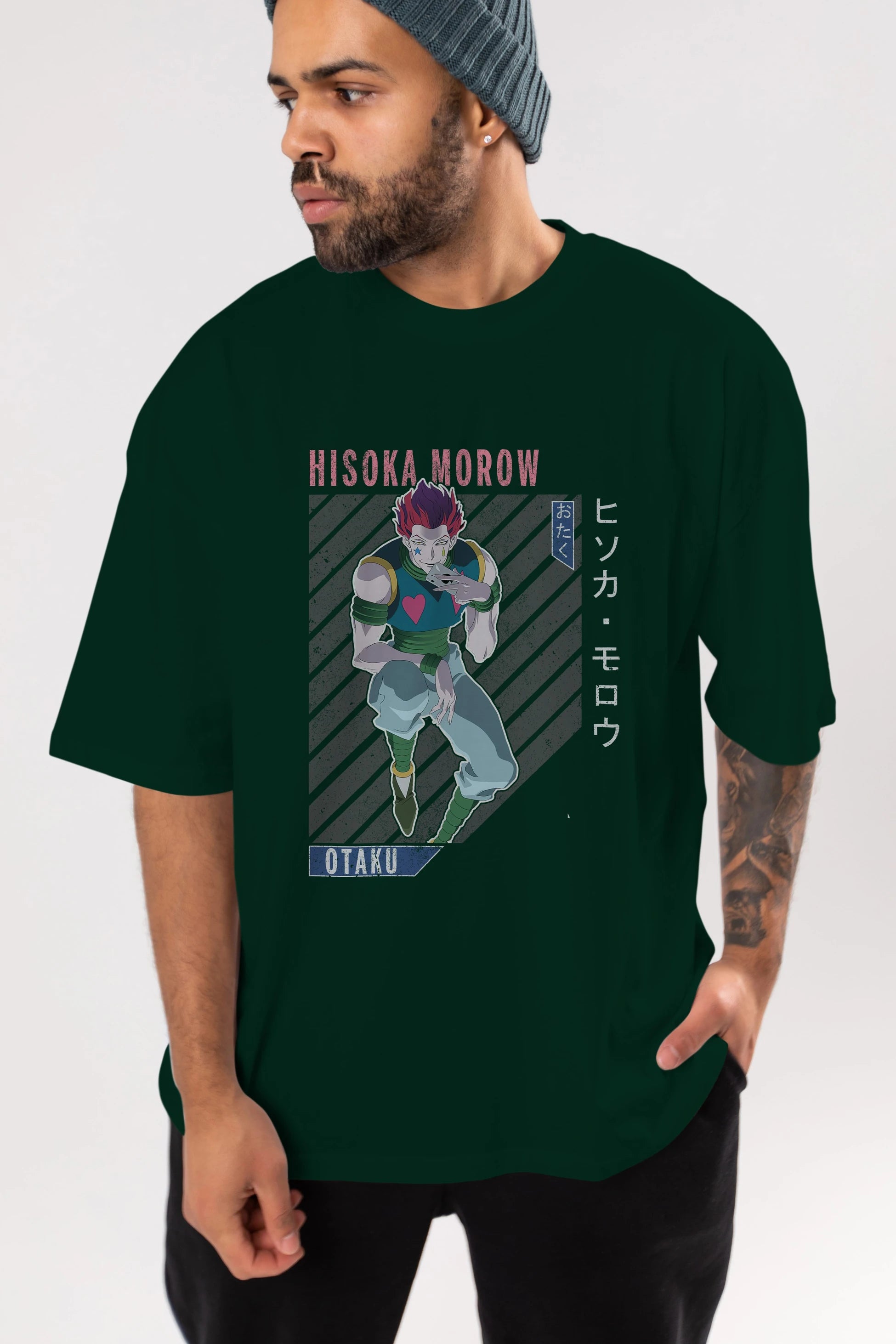 Hisoka Morow 2 2 Anime Ön Baskılı Oversize t-shirt %100 pamuk Erkek Kadın Unisex