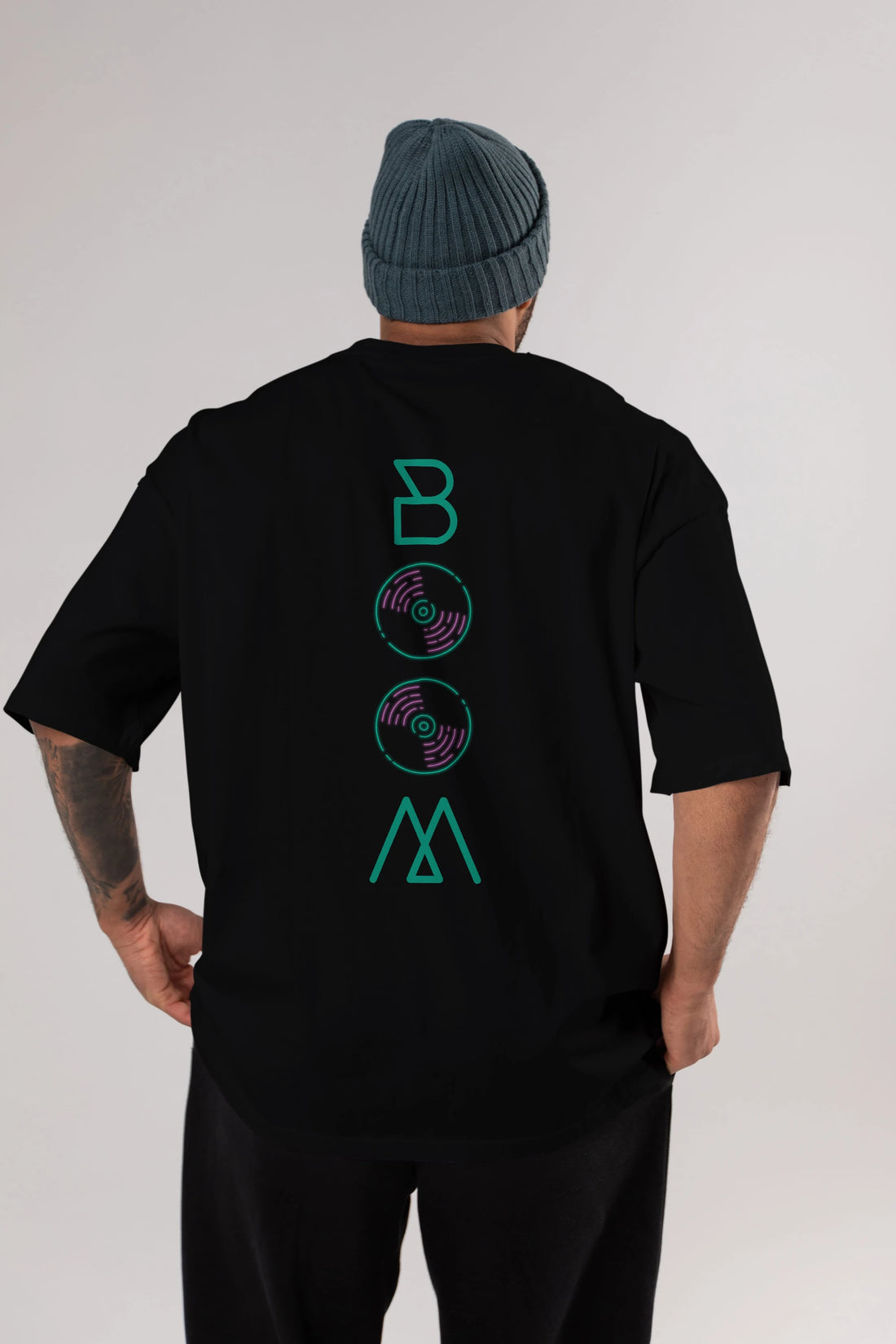 Boom Arka Baskılı Oversize t-shirt Erkek Kadın Unisex