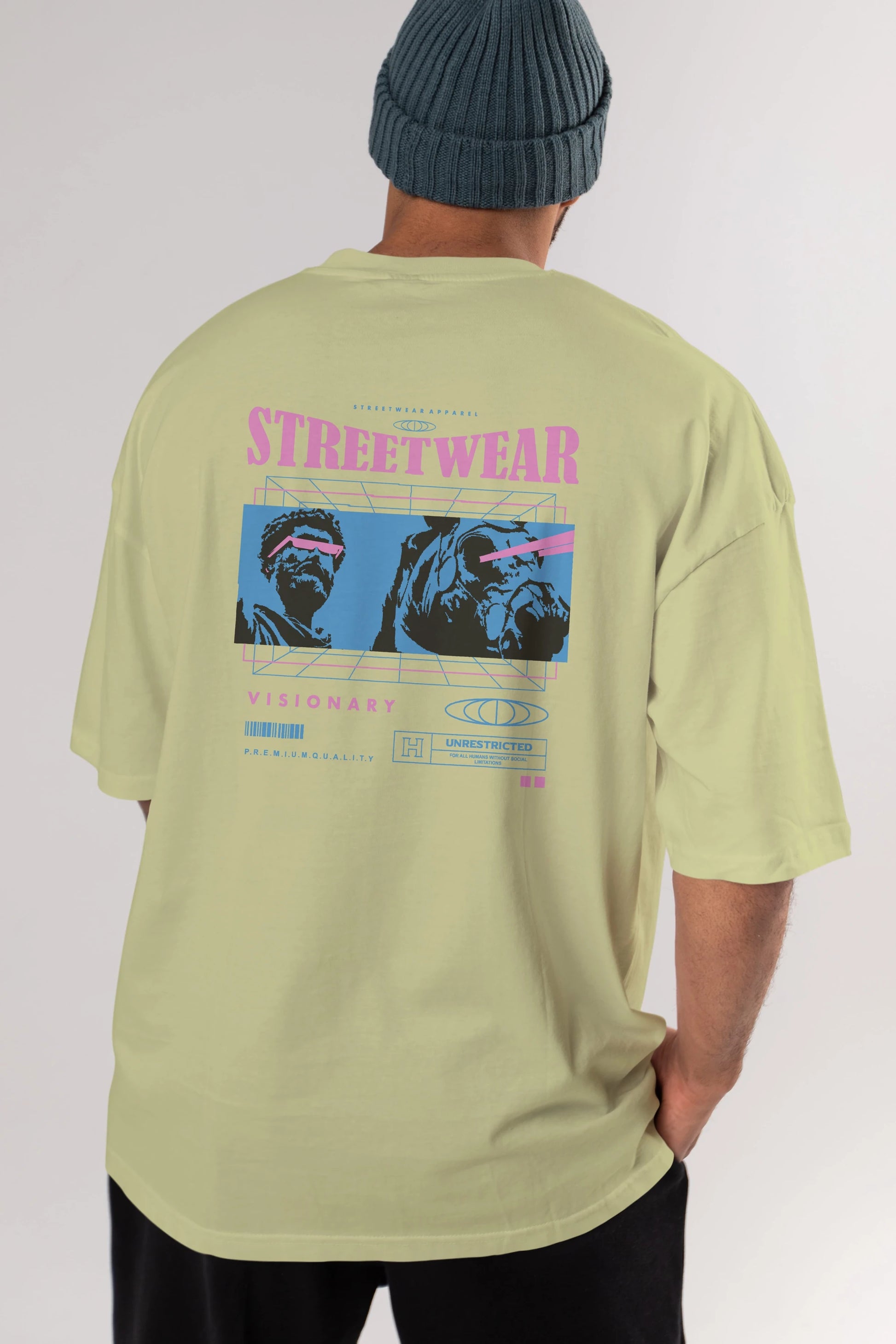 Streetwear Visionary Arka Baskılı Oversize t-shirt Erkek Kadın Unisex
