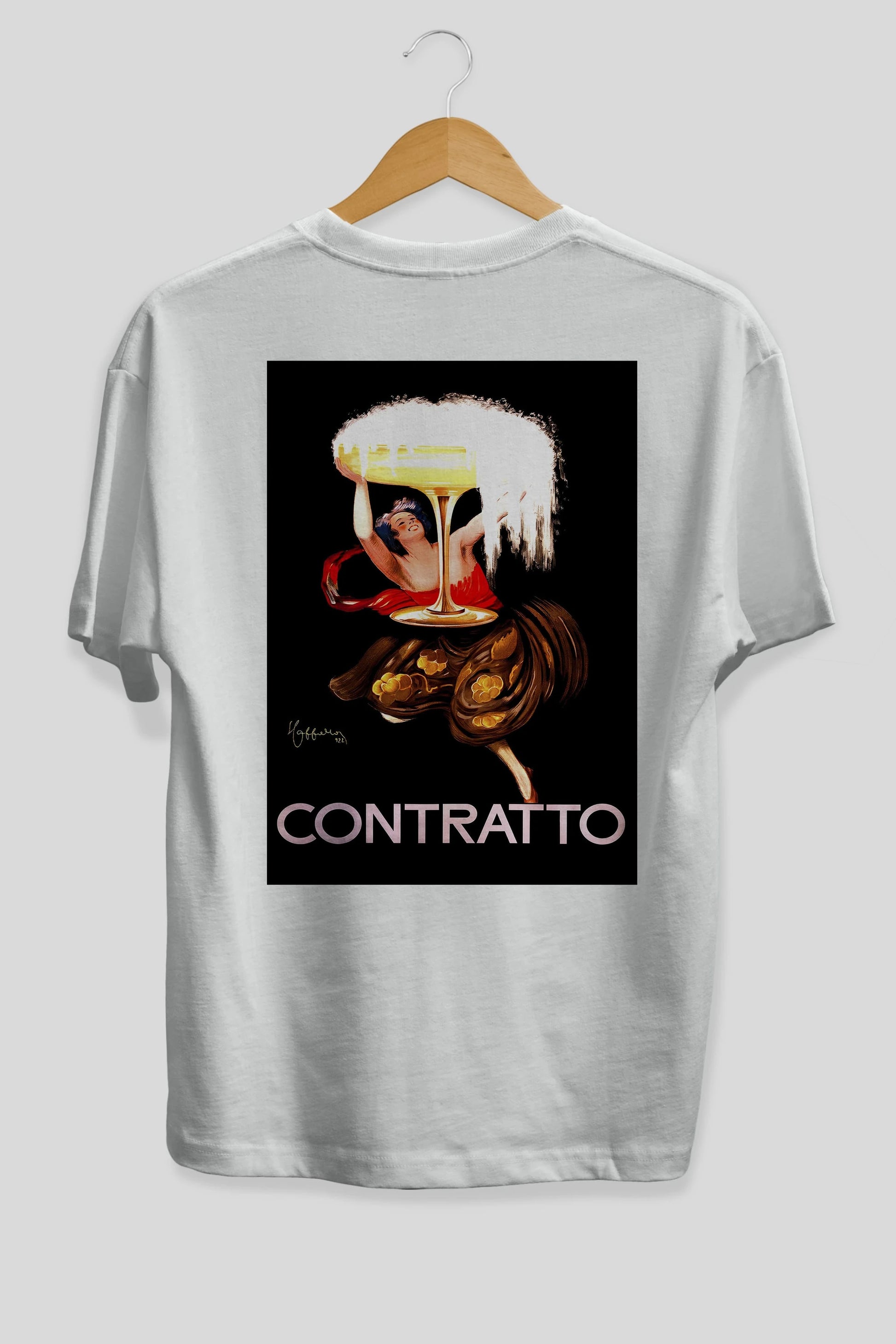 Contratto Arka Baskılı Oversize t-shirt Erkek Kadın Unisex %100 Pamuk Bisiklet Yaka tişort