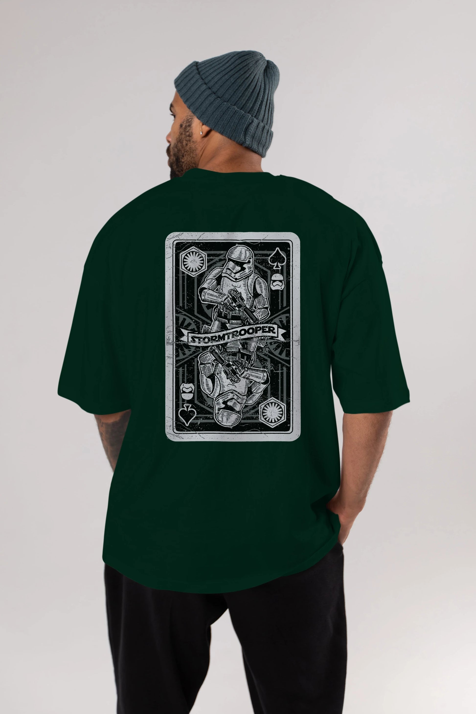 Stormtrooper Playing Card Arka Baskılı Oversize t-shirt Erkek Kadın Unisex %100 Pamuk